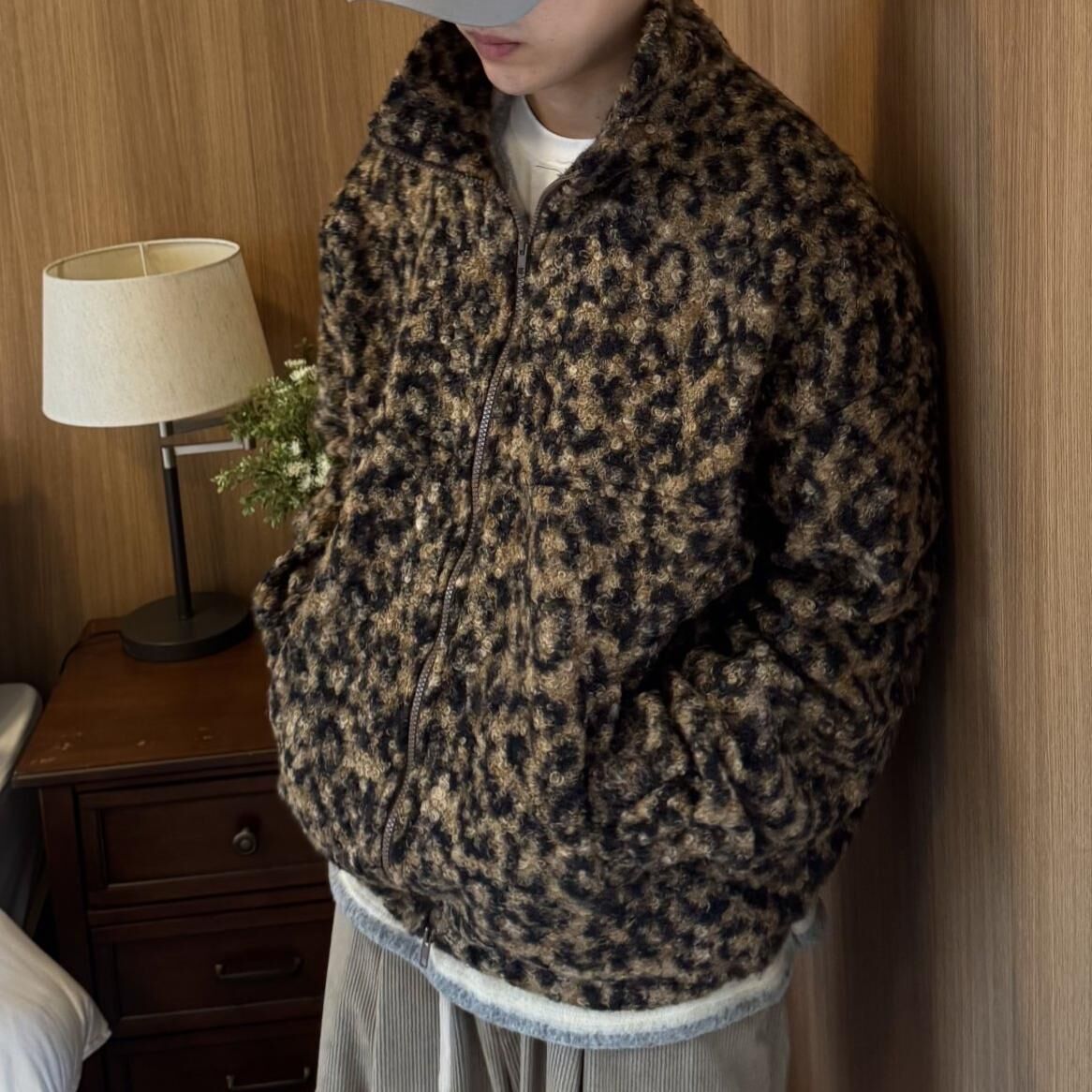 豹紋拉鍊毛毛外套 BY-460JK
