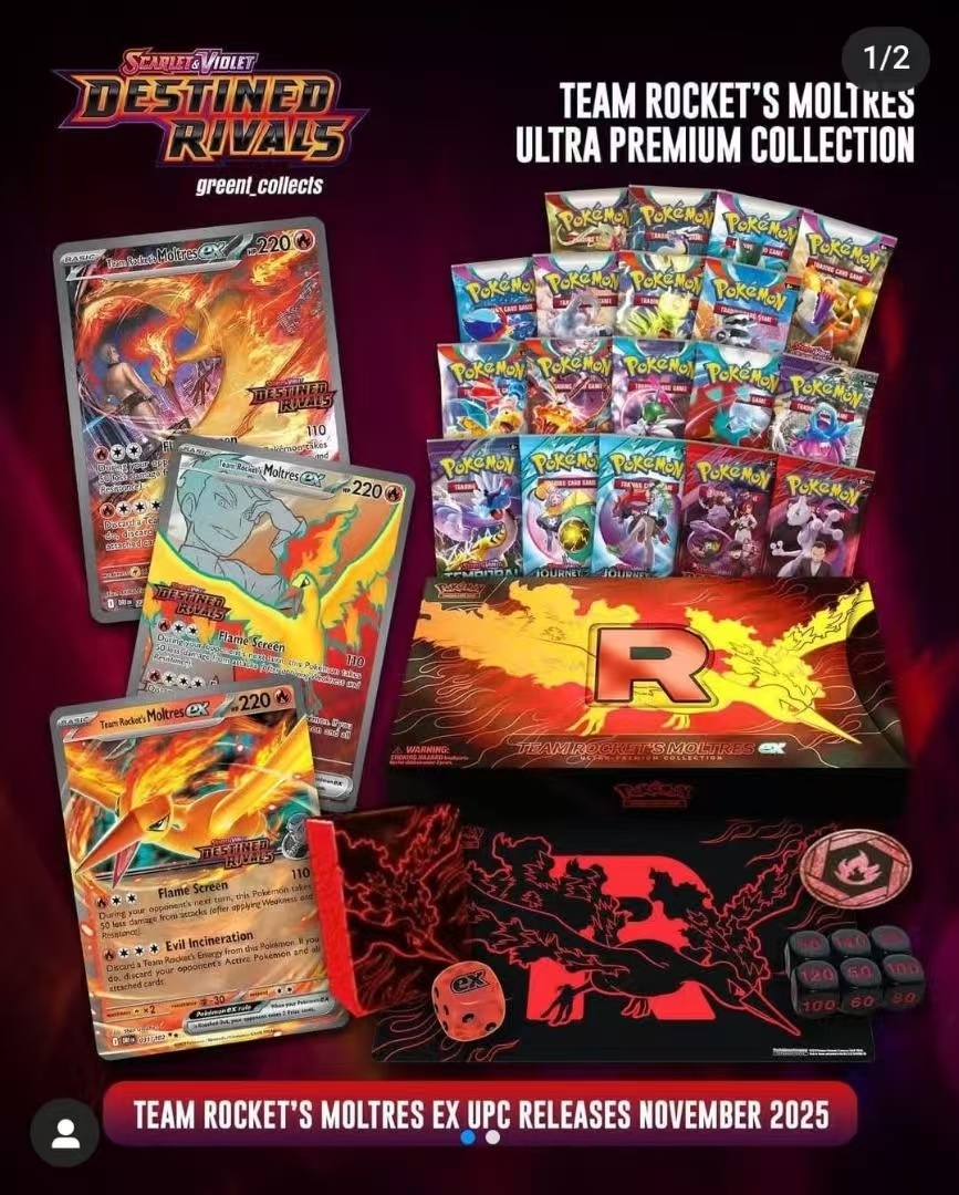 Pokemon PTCG Mega Evolution Team Rocket's Moltres UPC Ultra Premium