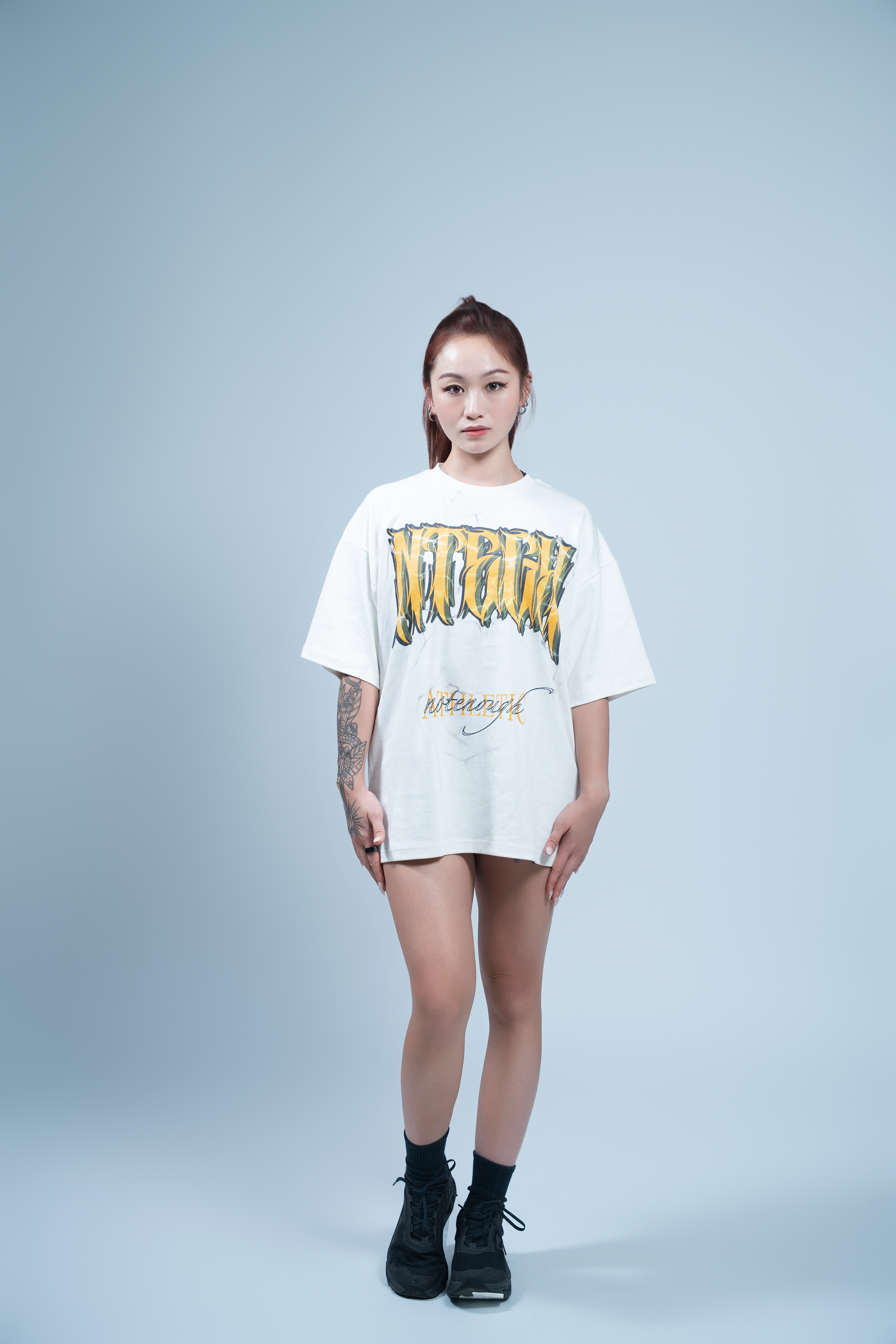 NOT ENOUGH UNISEX SMOKY OVERSIZED TEE (WHITE)