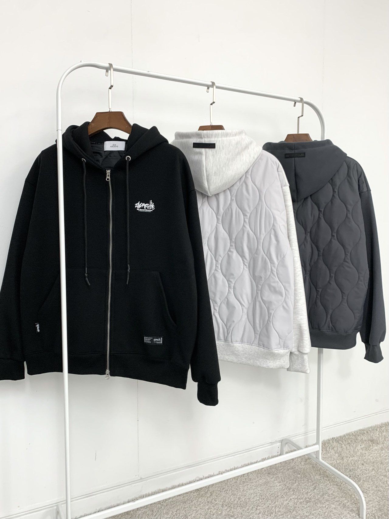 英文字連帽拉鍊外套(薄夾棉) 2nd-305JK