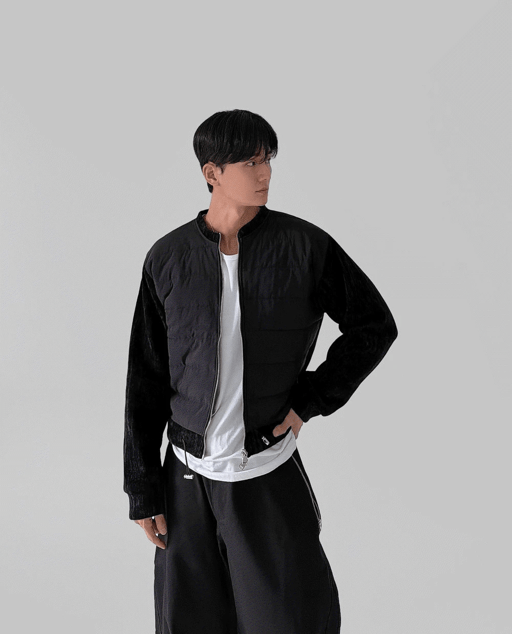 絲絨短款鋪棉夾克