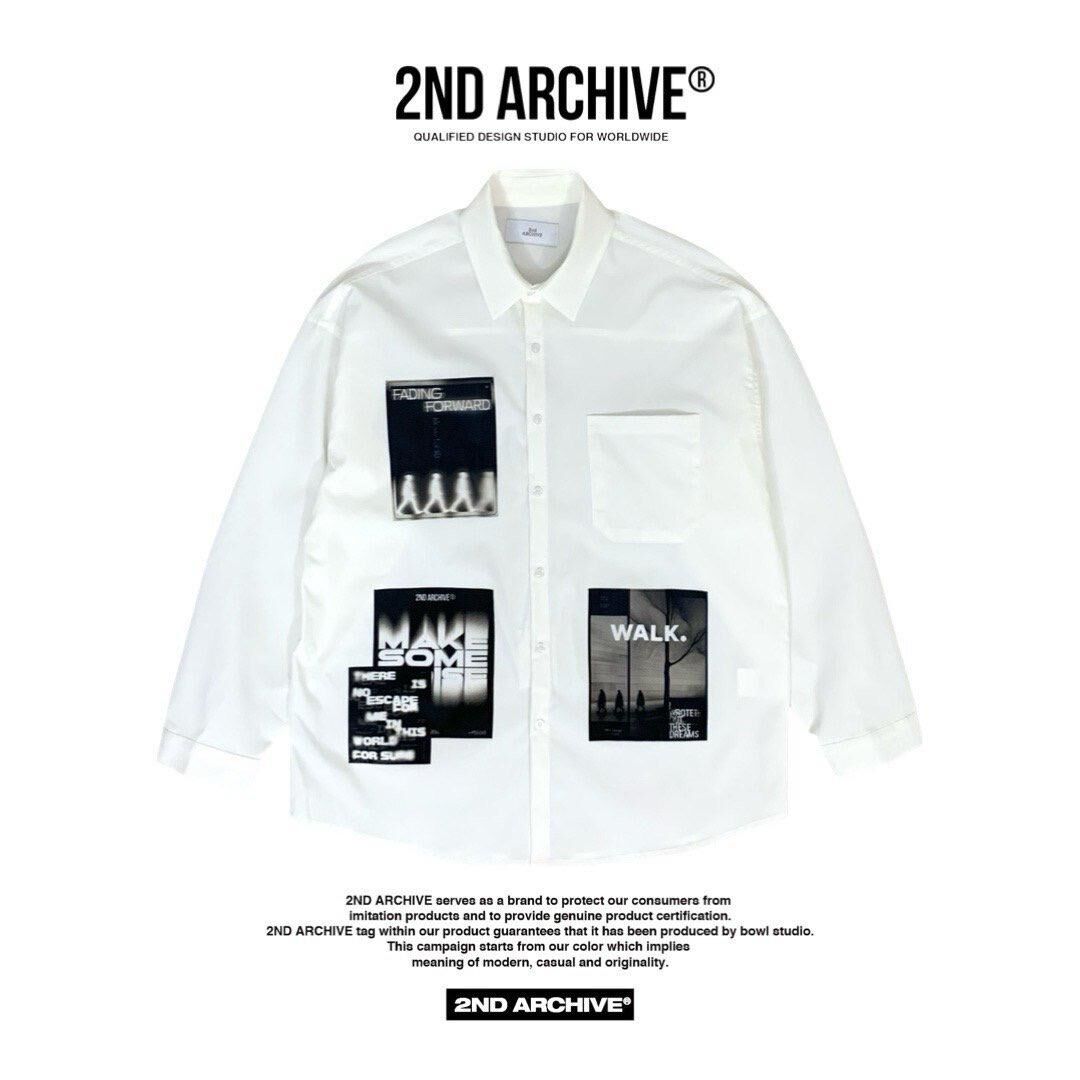 英文字圖案長袖恤衫 2nd-307S