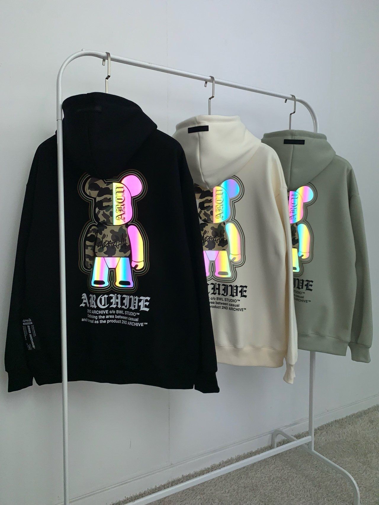 3M反光熊仔圖案英文字連帽衛衣 2nd-310T