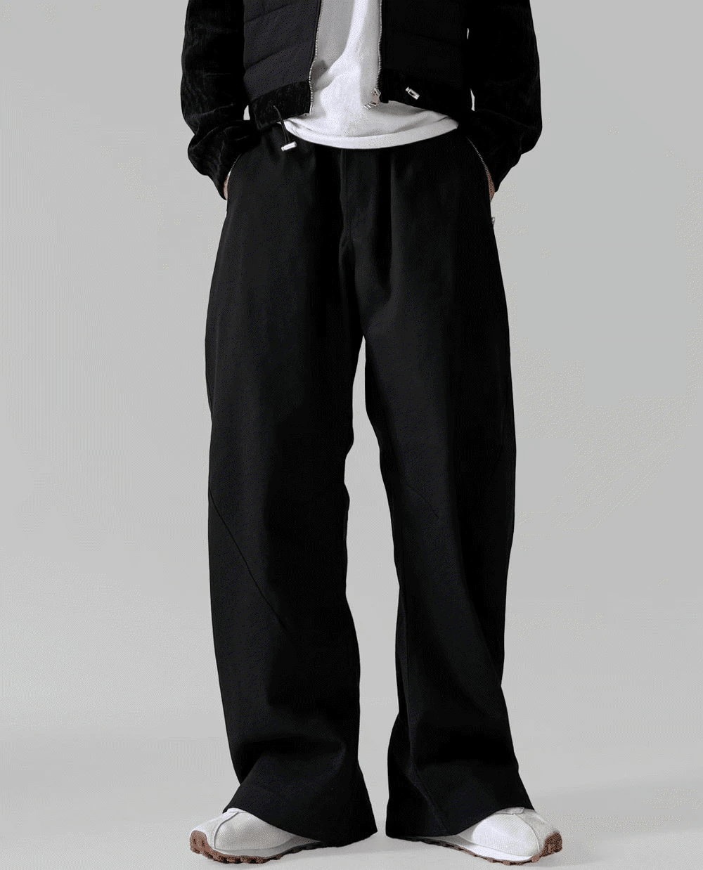 雙彎折拉鍊休閒褲