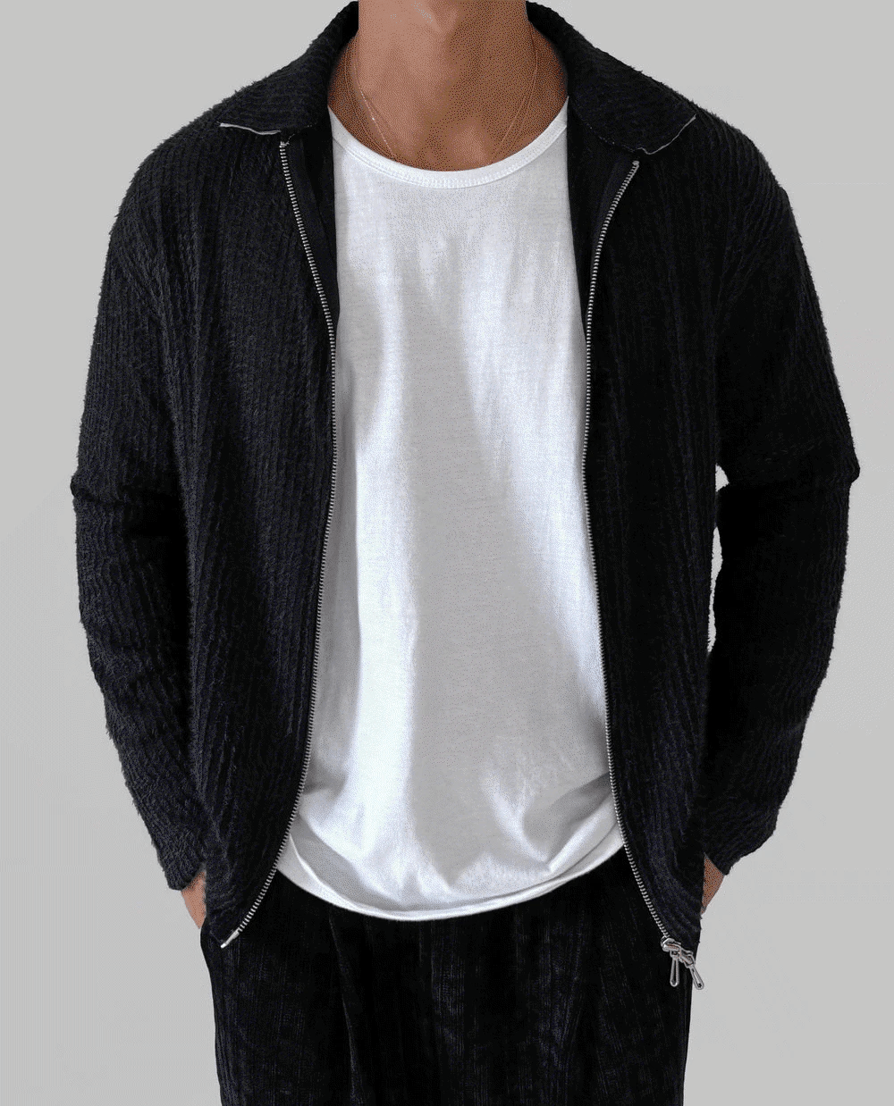 凱拉領子拉鍊開衫