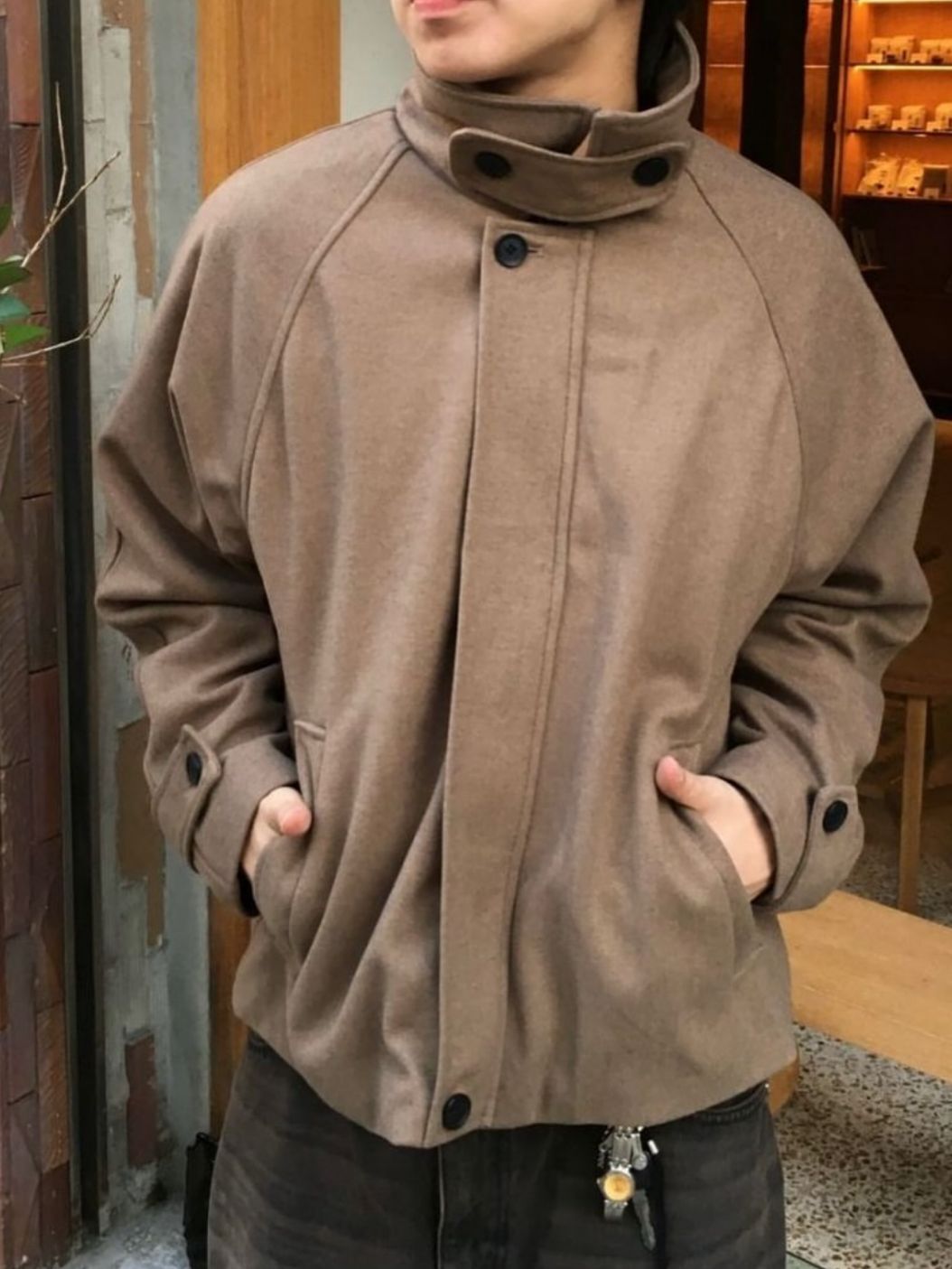 淨色反領拉鍊外套 SENSES-004JK