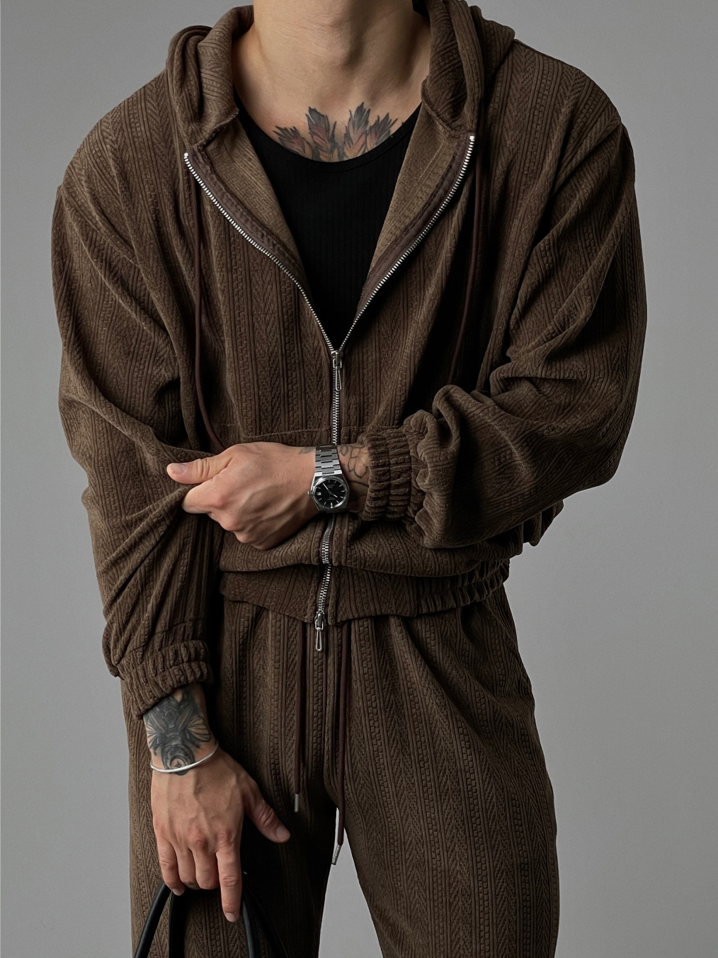 Perry 針織連帽拉鍊衫