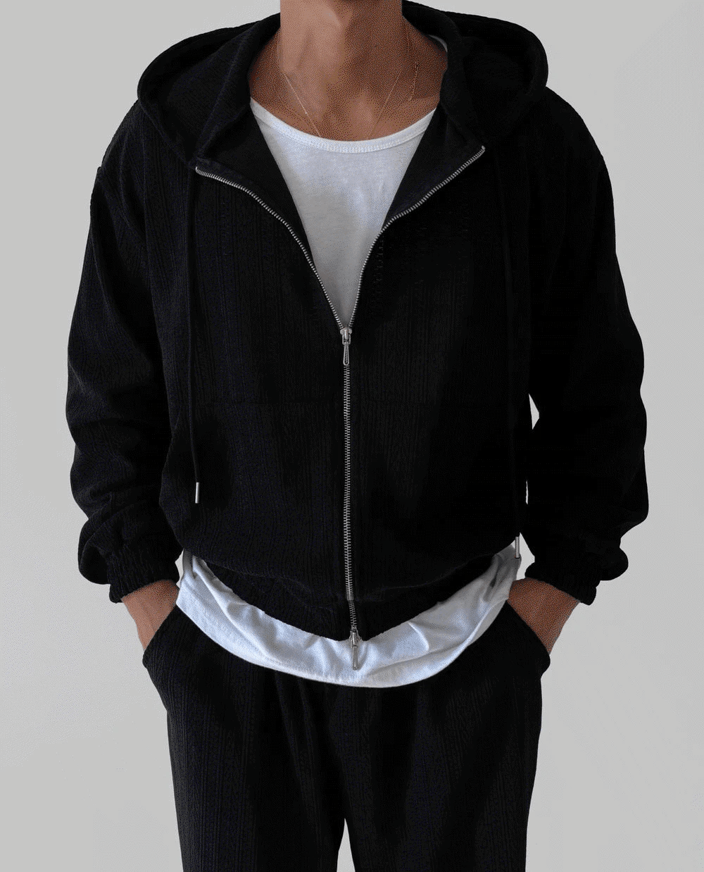 Perry 針織連帽拉鍊衫