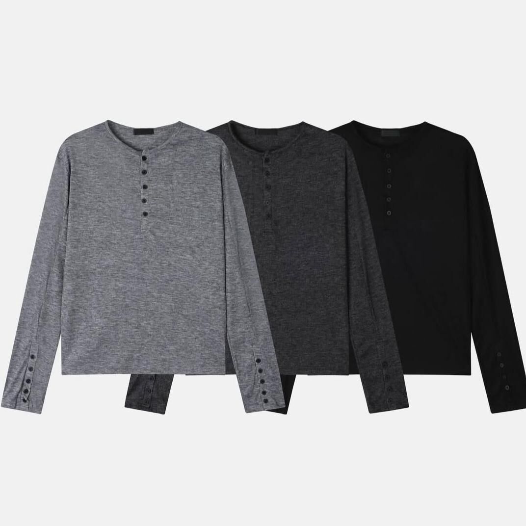 淨色半開胸長袖衫 Vass-038T