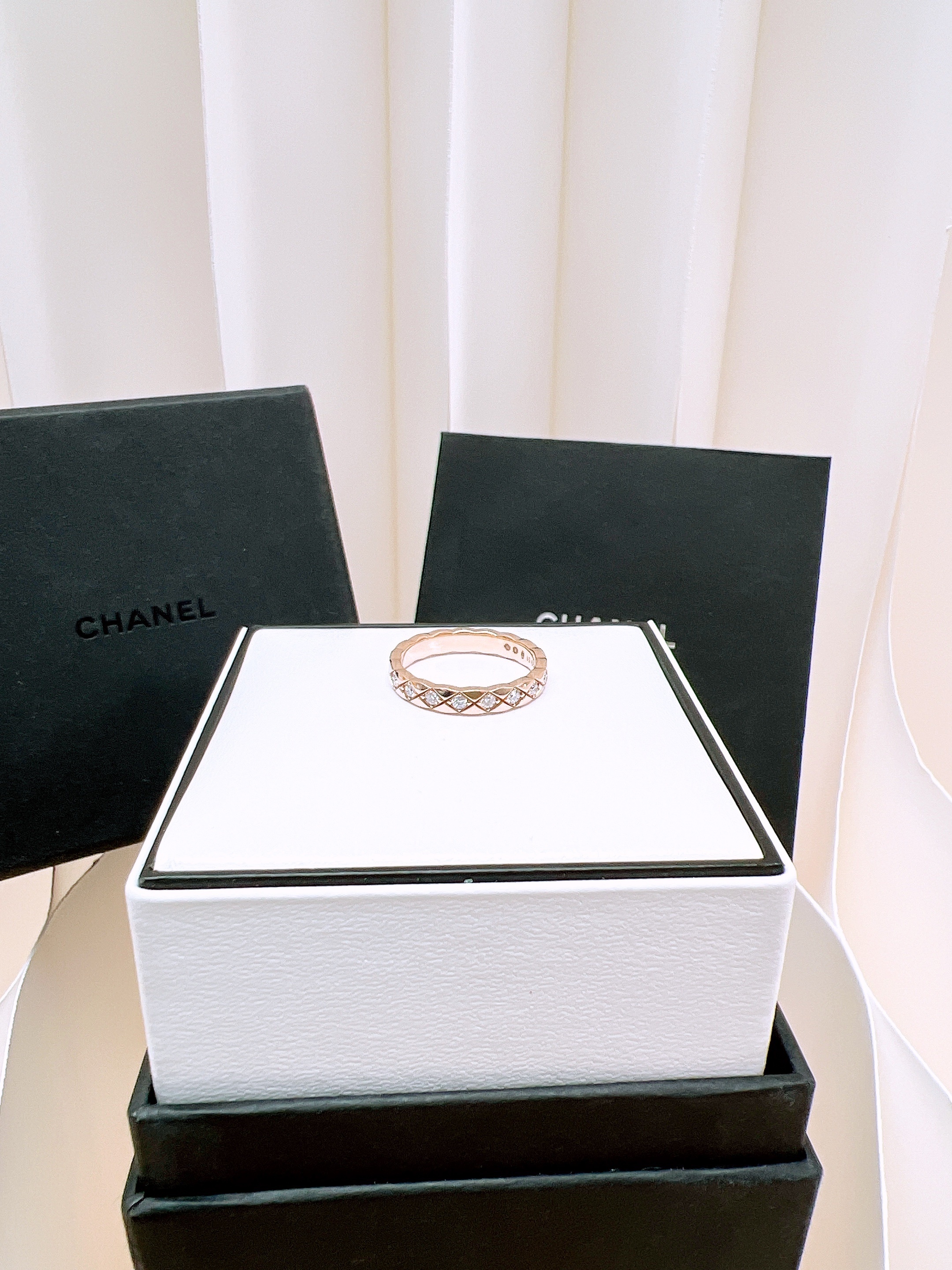 *Unused* (size 51) Chanel coco crush ring diamond beige gold, mini model