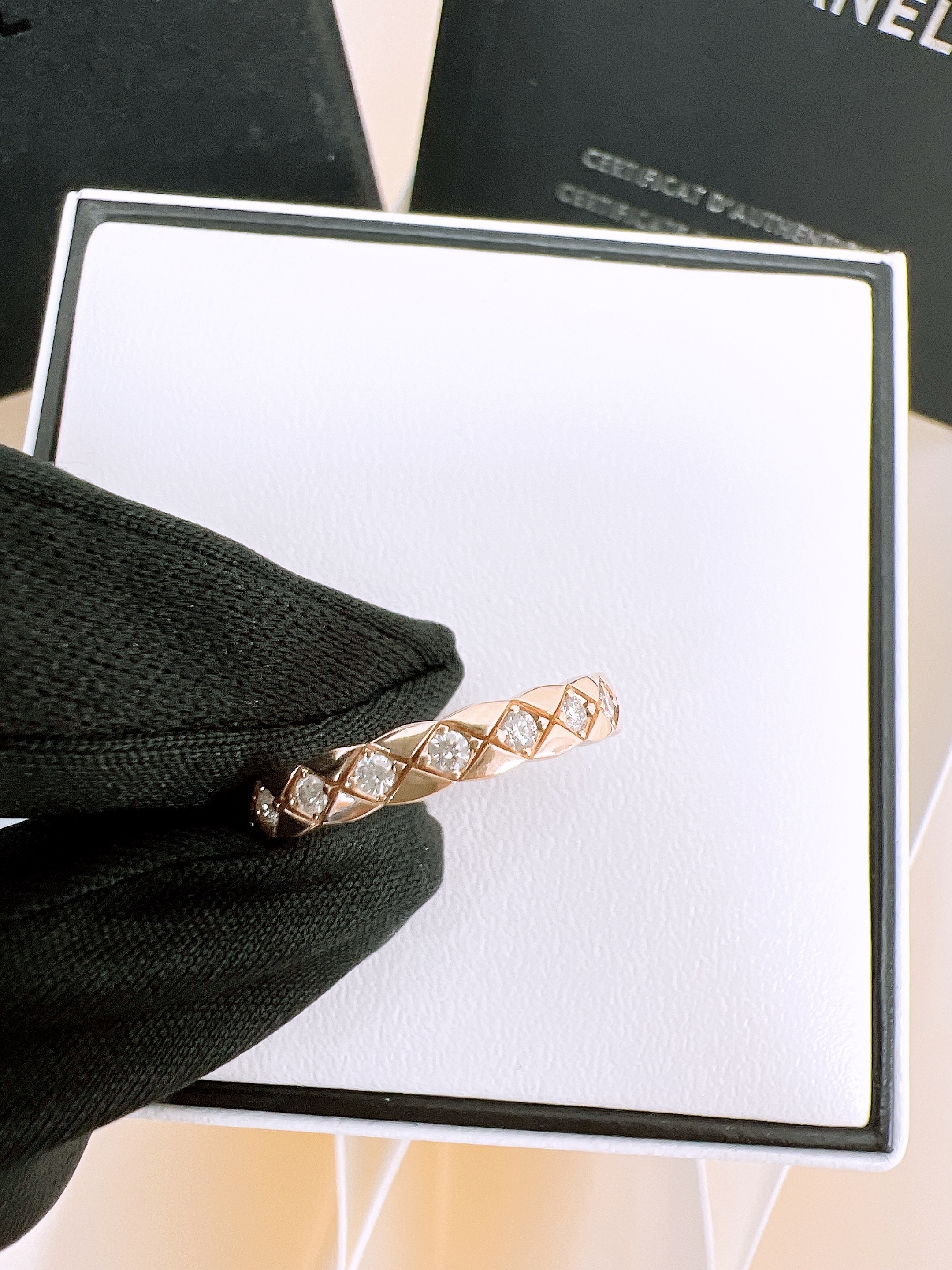 *Unused* (size 51) Chanel coco crush ring diamond beige gold, mini model