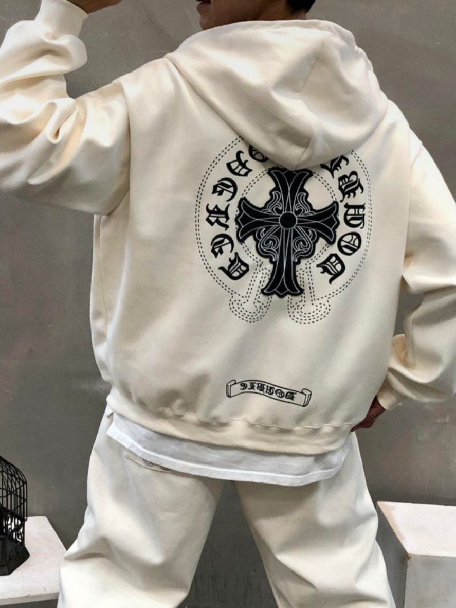 英文字圖案連帽拉鍊外套 Double-B-022JK