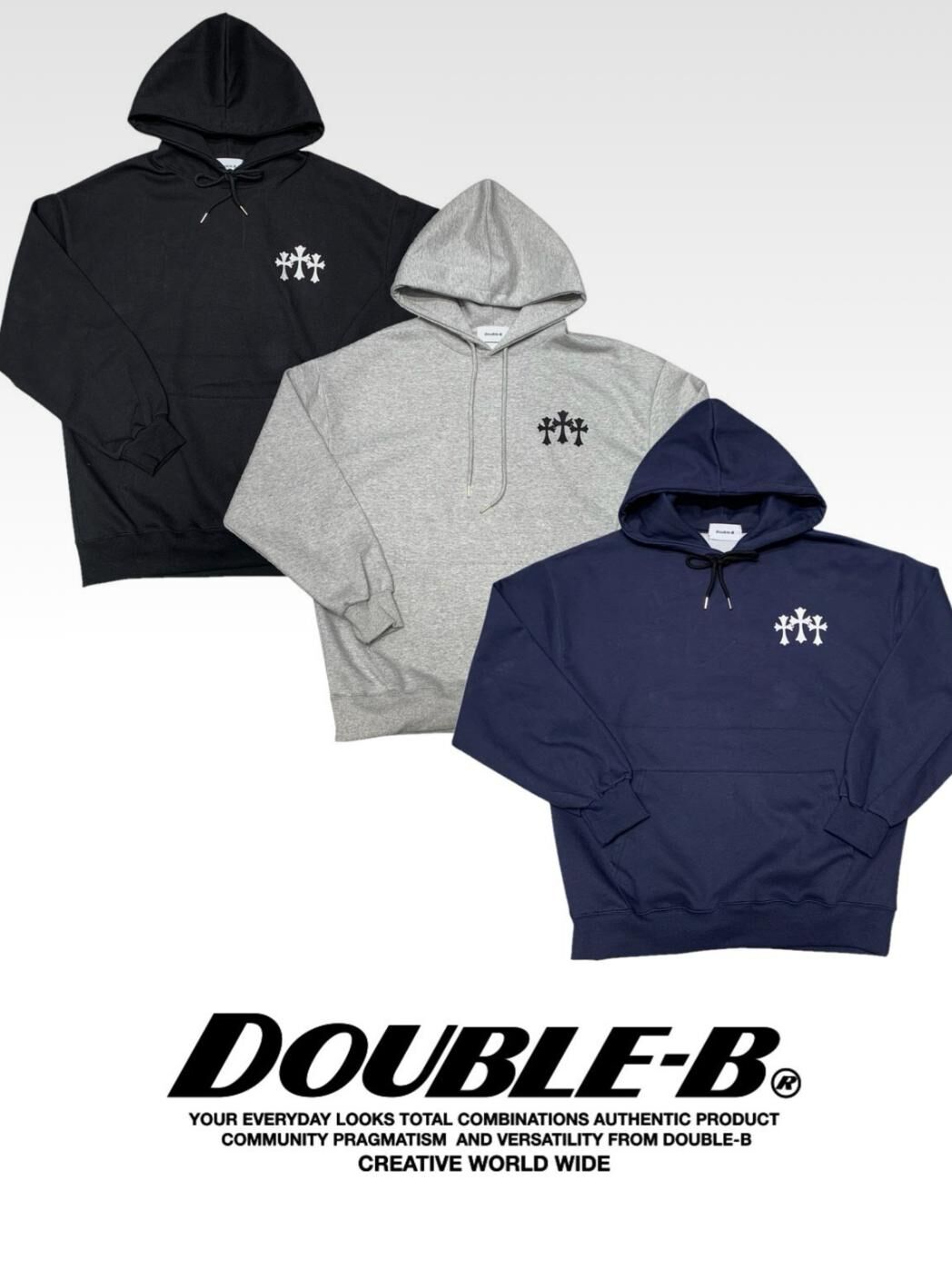 英文字圖案連帽衛衣 Double-B-024T