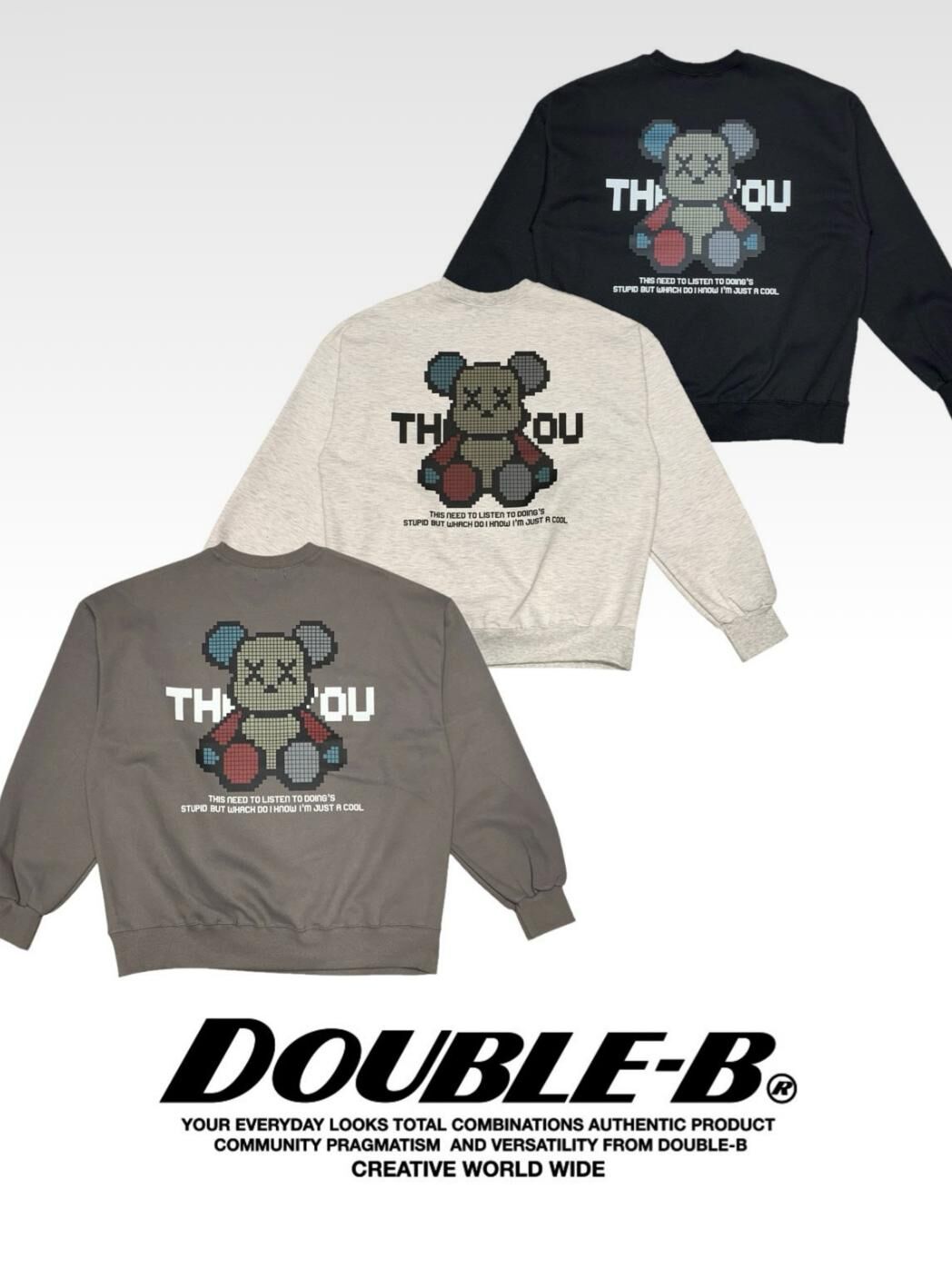 熊仔圖案英文字衛衣 Double-B-026T