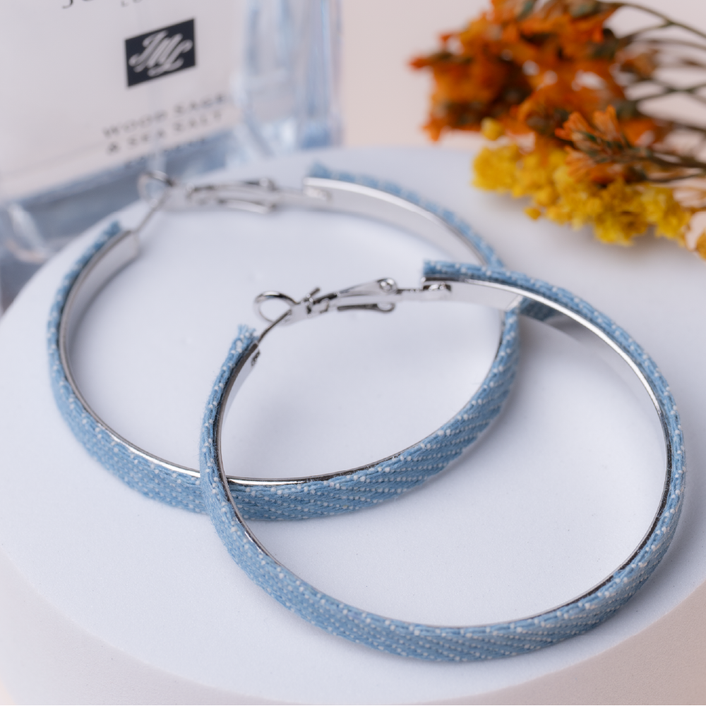 【AOI】自信・晴空牛仔環圈 純銀耳飾 -S925純銀