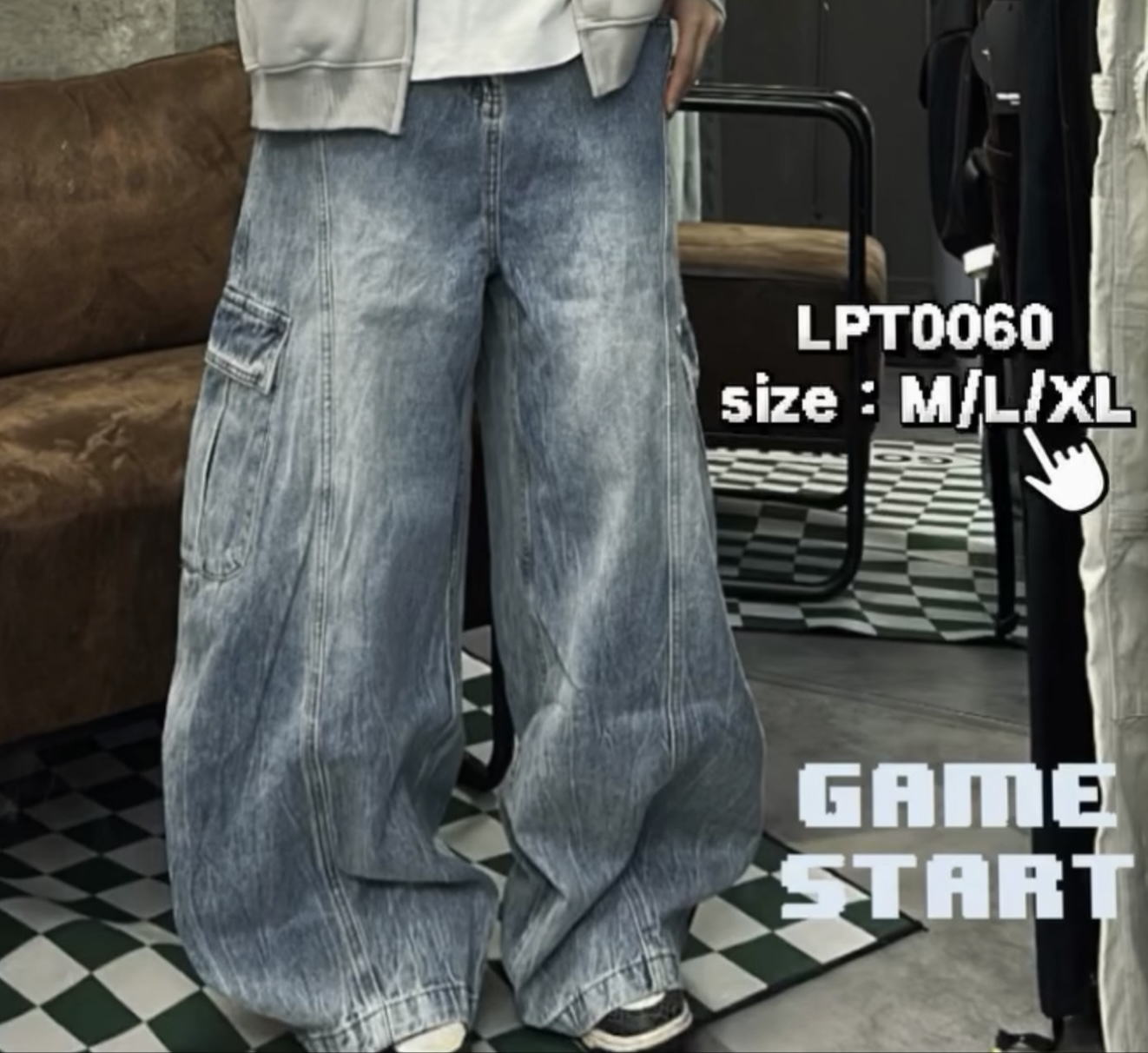 LPT0060 淺藍彎刀牛仔褲