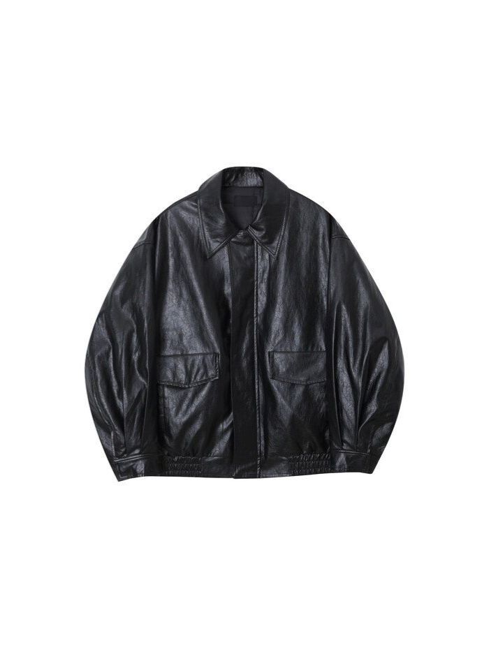 反領拉鍊合成皮褸(薄夾棉) COSTES-037JK