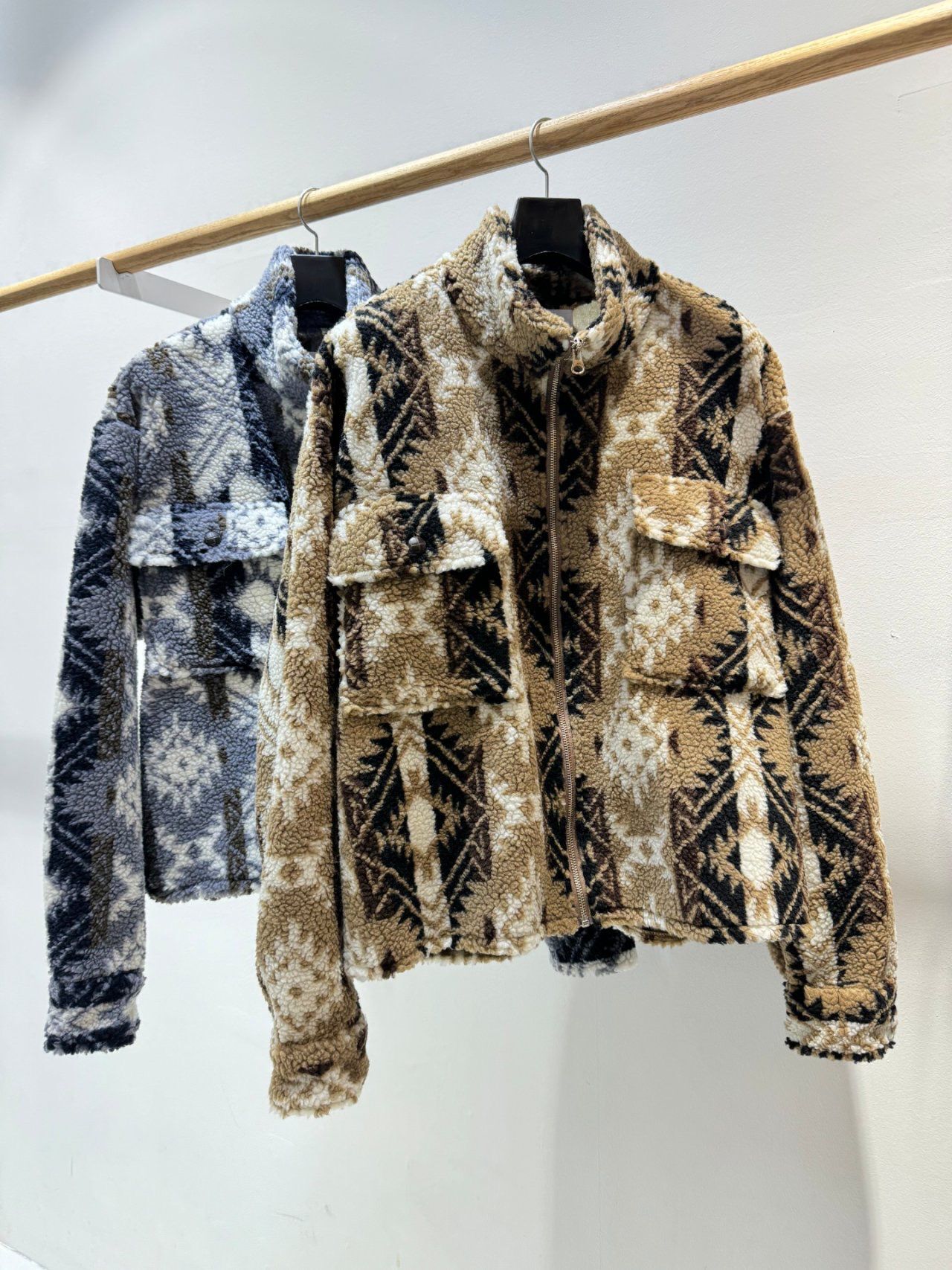 圖案拉鍊毛毛外套 C_y-130JK