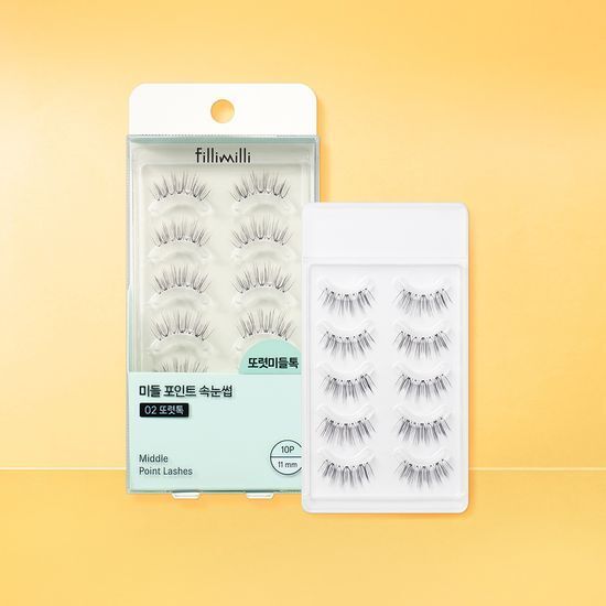 FilliMilli 中段加強透明假睫毛套組 (+黑色迷你睫毛膏) #02 CLEAR TOK