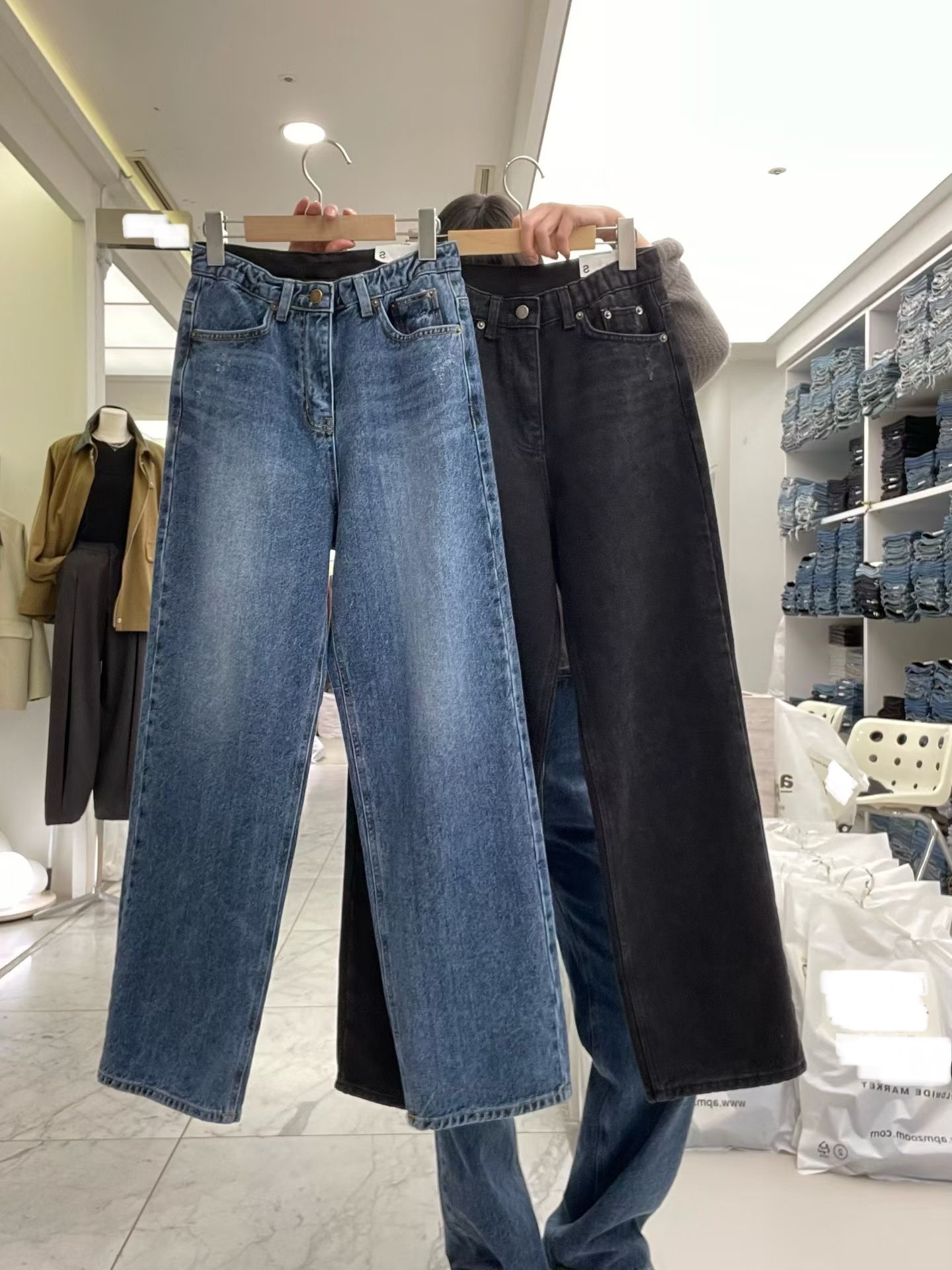 PI212 高腰牛仔褲黑色