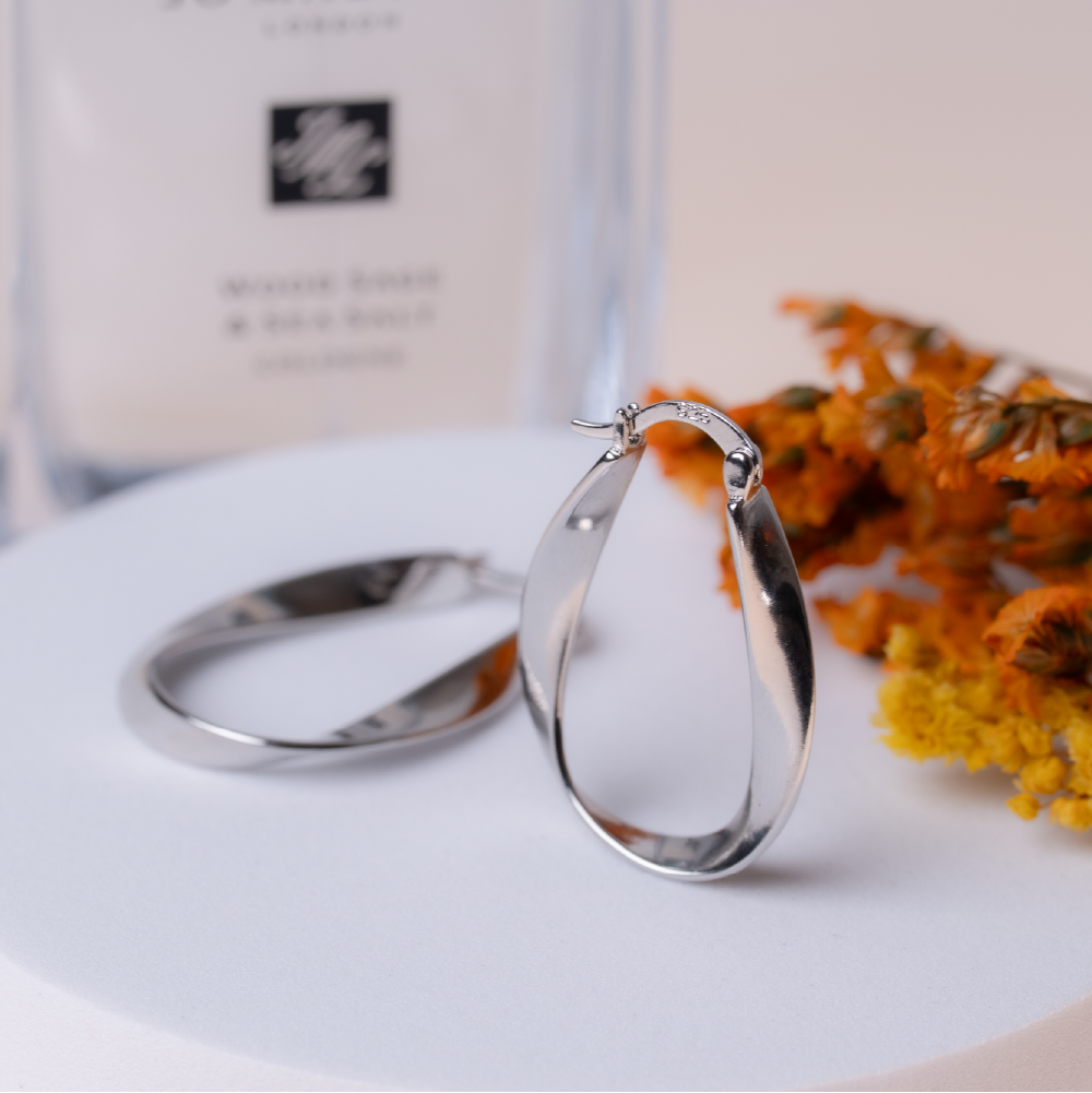 【AOI】柔光・流線弧形 純銀耳飾 -S925純銀