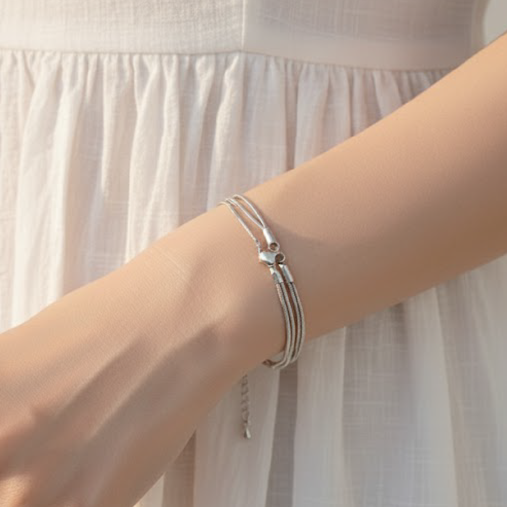 Sterling silver three-chain bracelet
