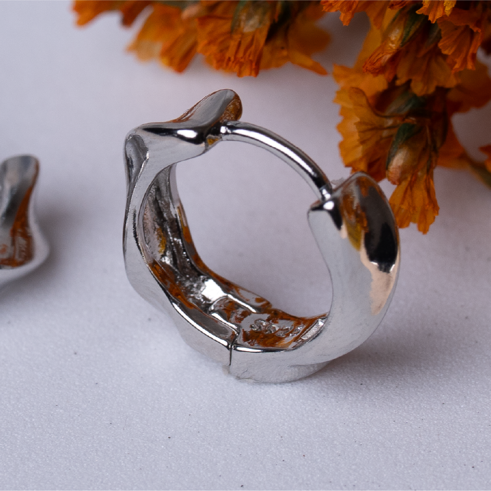 Geometric circular sterling silver earrings