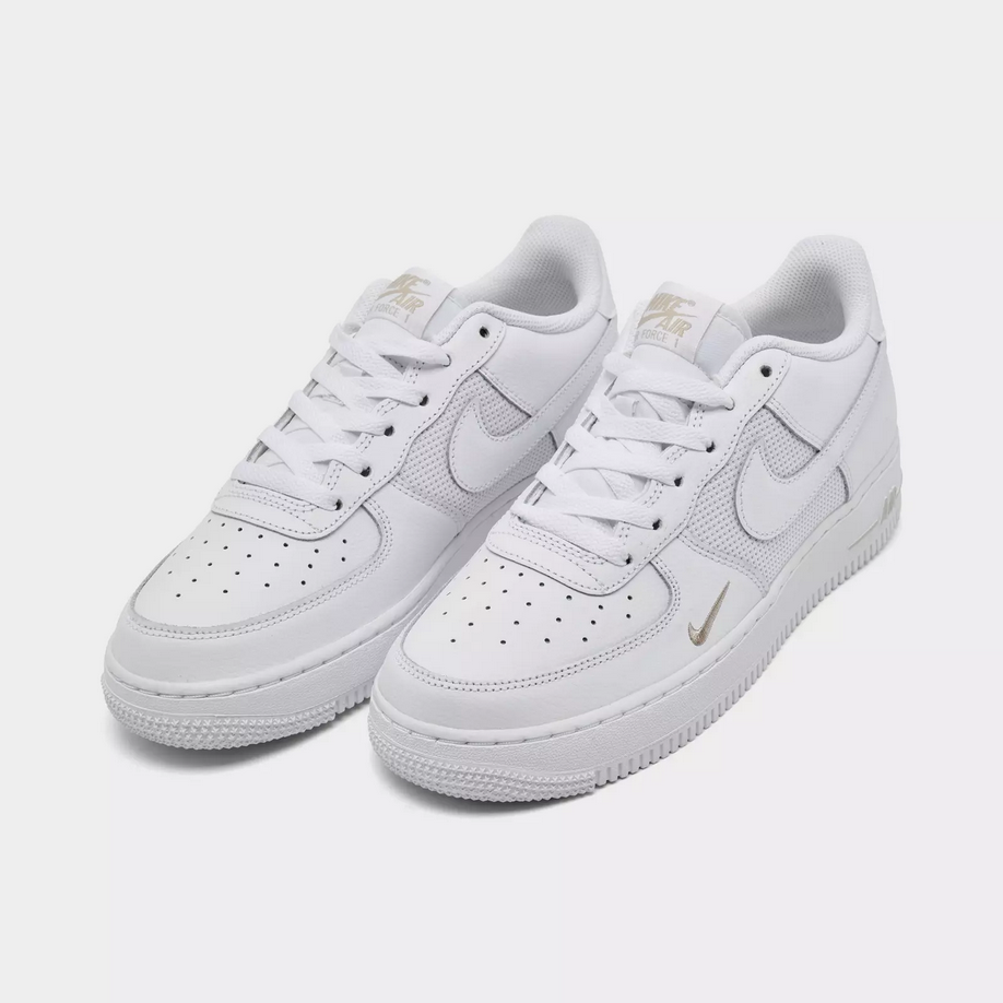 【預訂】 NIKE AIR FORCE 1 全白刺繡小金剔-GS