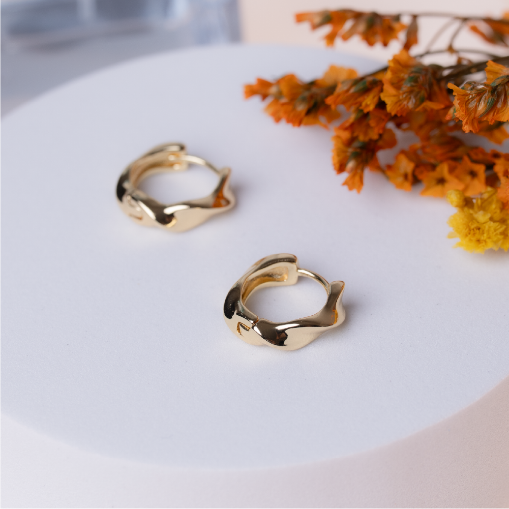 Geometric circular sterling silver earrings