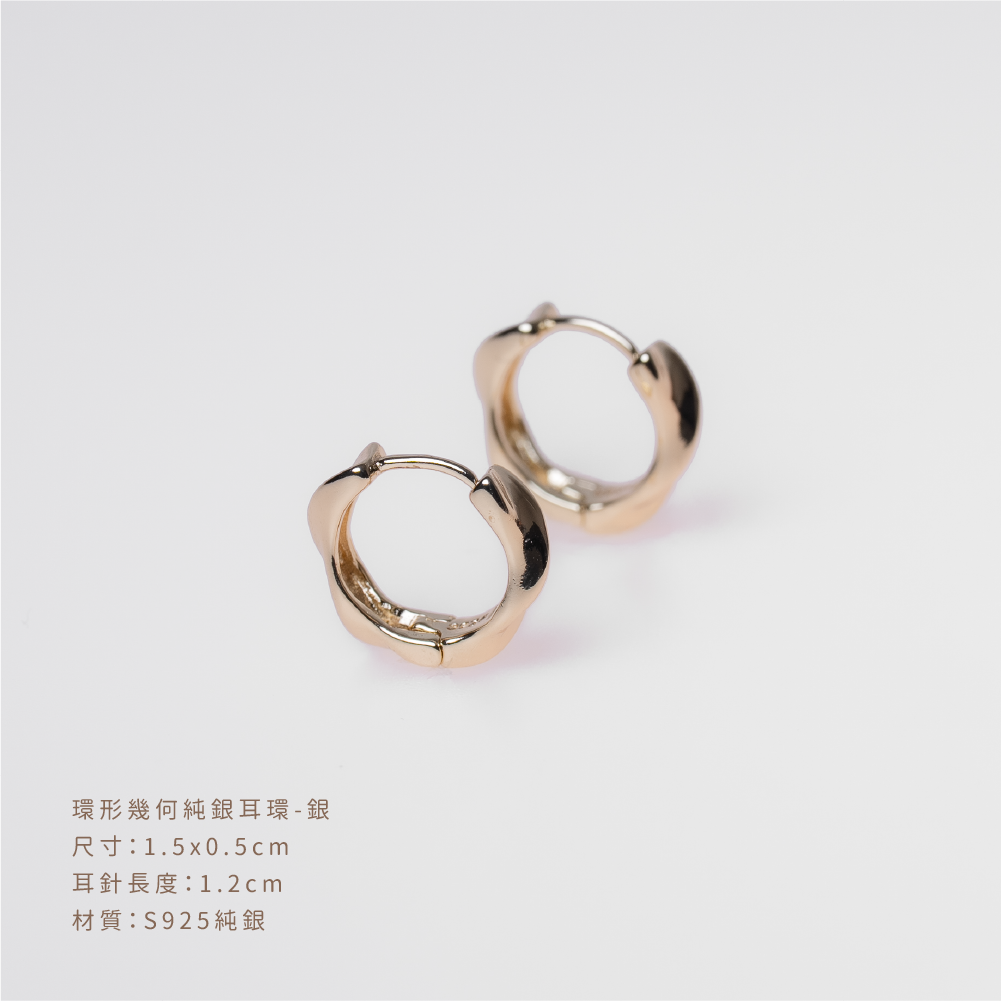 Geometric circular sterling silver earrings