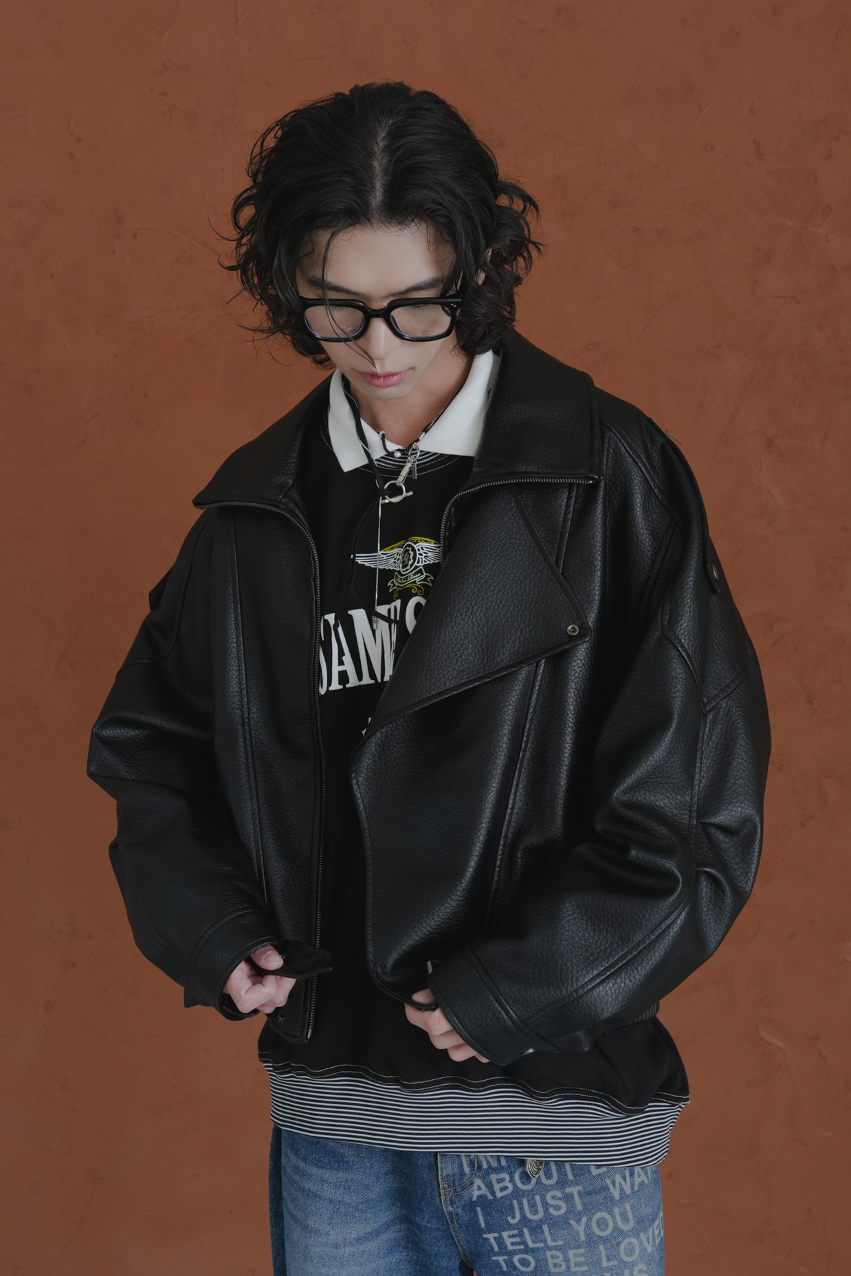 saint layered rider jacket #外套