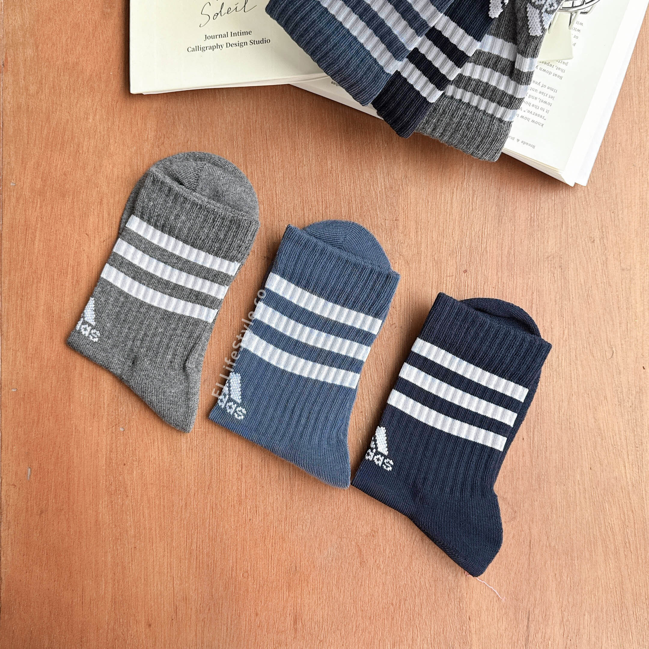 ADIDAS 3S C SPW CRE 長襪 襪子 中筒襪 深藍色 灰色 藍色 一組三入 IP2639 / 現貨