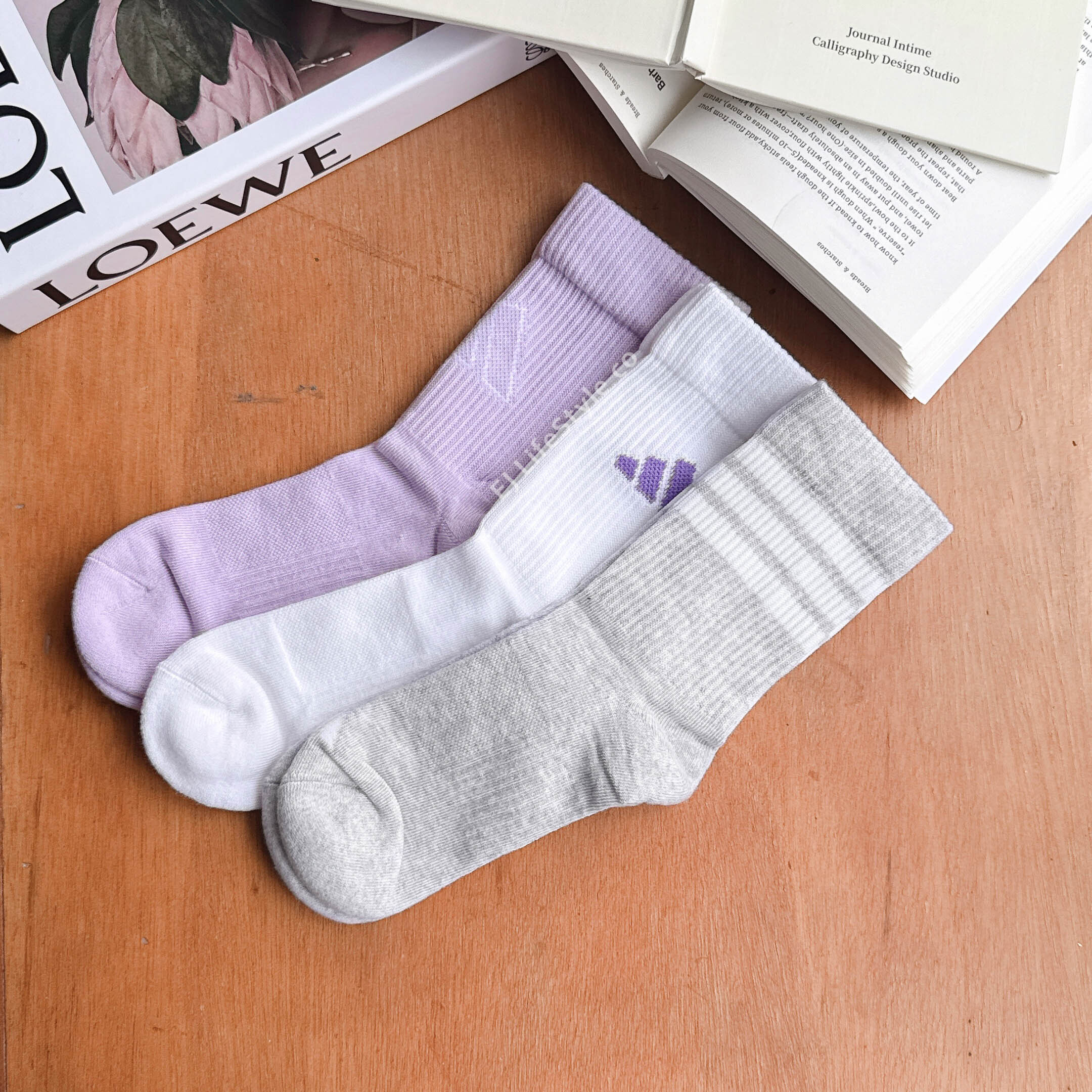 ADIDAS LOGO PACK 3PP 長襪 襪子 中筒襪 紫色 灰色 白色 一組三入 JD5829  / 現貨
