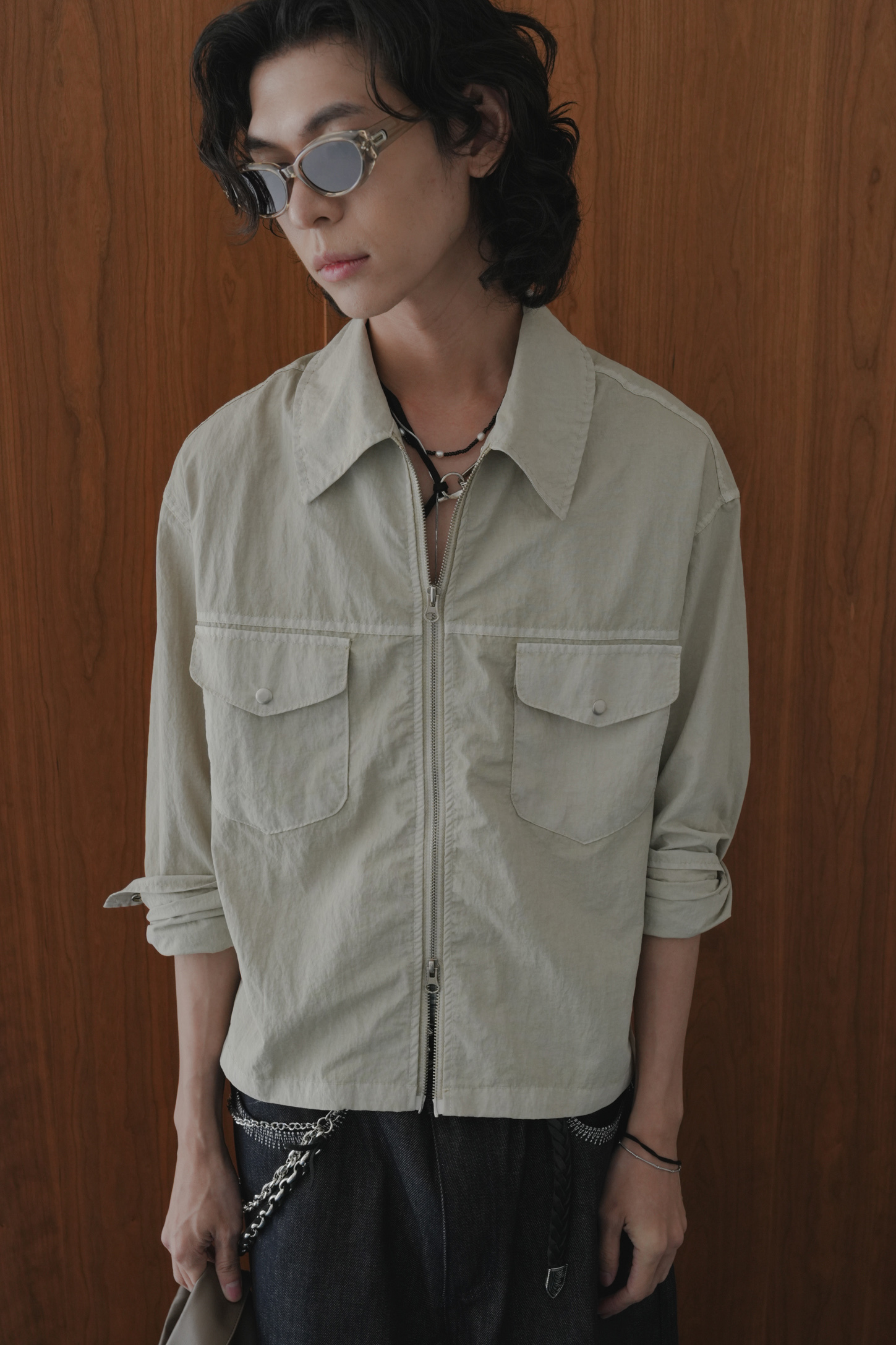 Tote Nylon Dyed Crop Shacket #外套