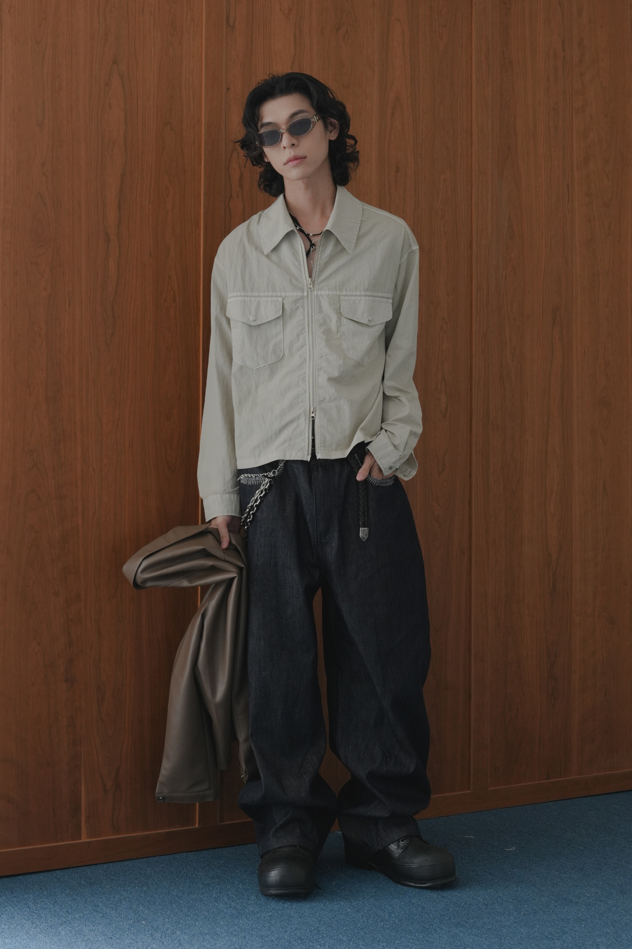 Tote Nylon Dyed Crop Shacket #外套