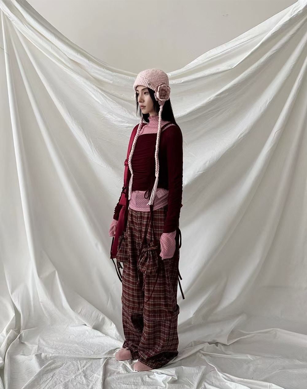 荷包口袋兩穿格子褲