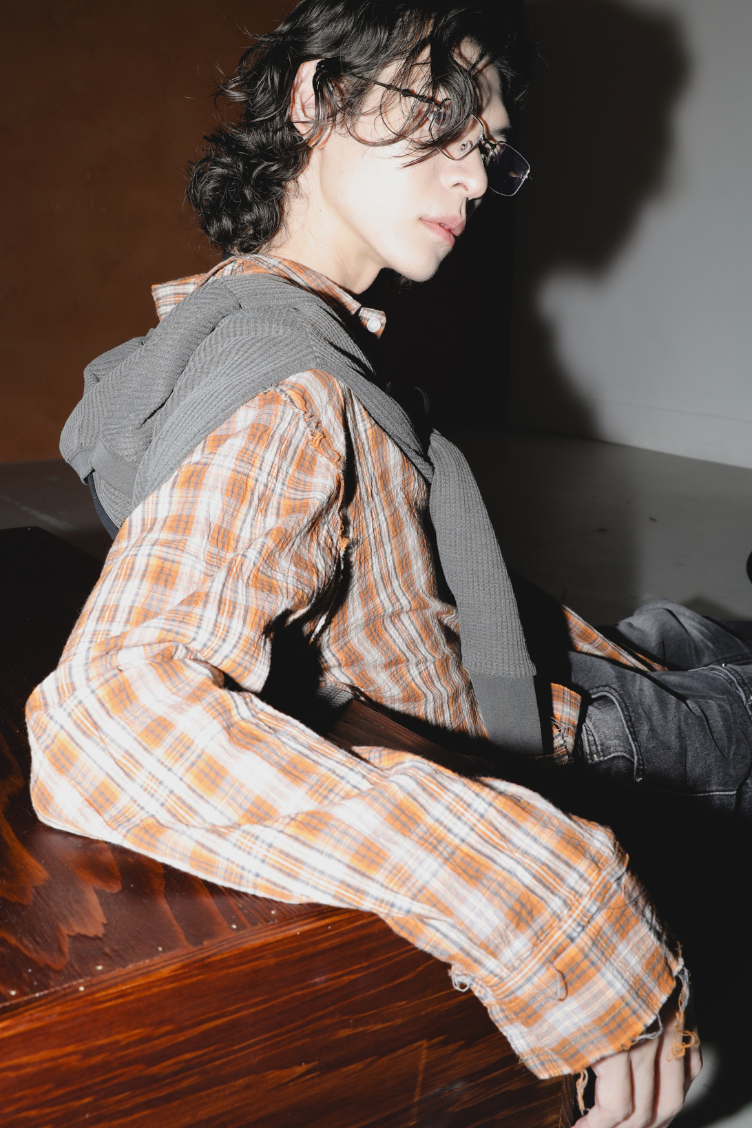 Wrinkle Check Crop Shirt #襯衫