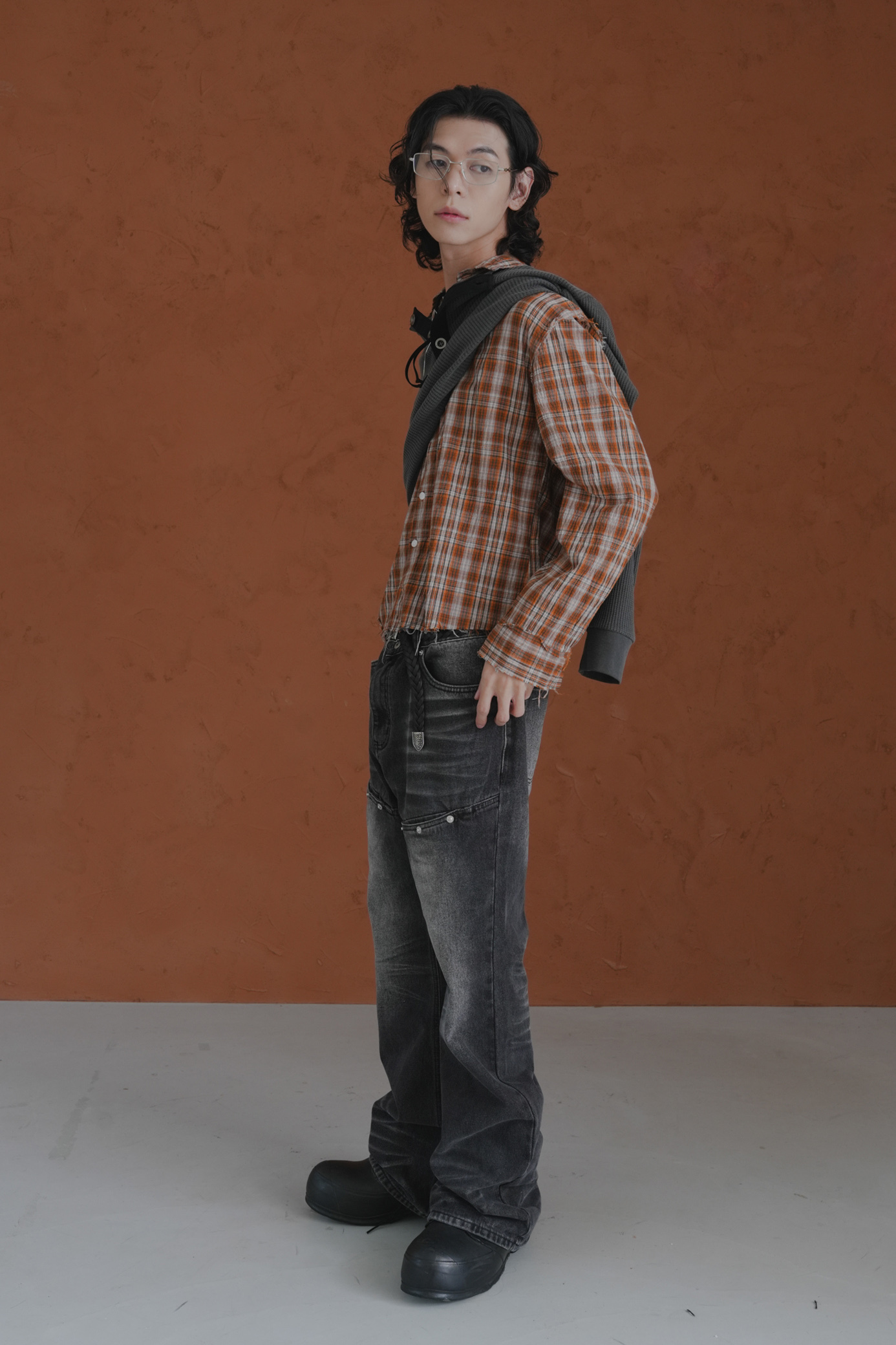 Wrinkle Check Crop Shirt #襯衫