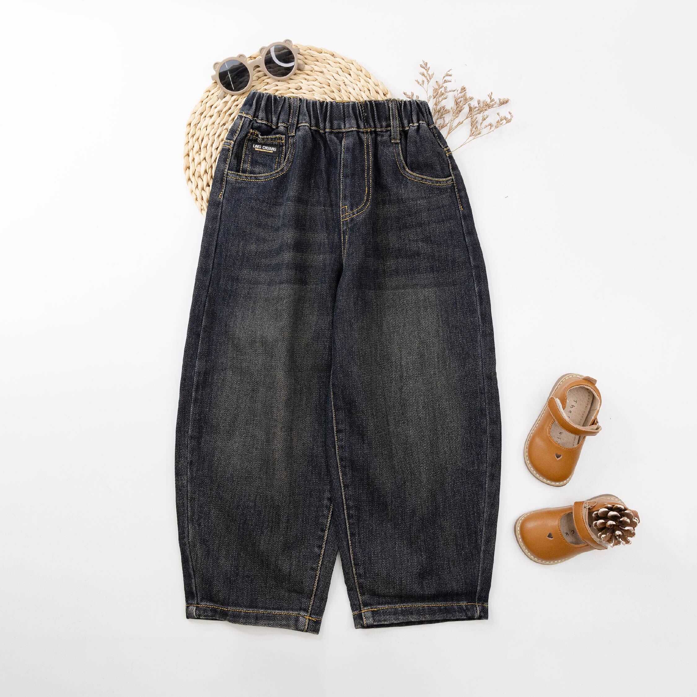 【H55574】潮流美式圖章牛仔褲