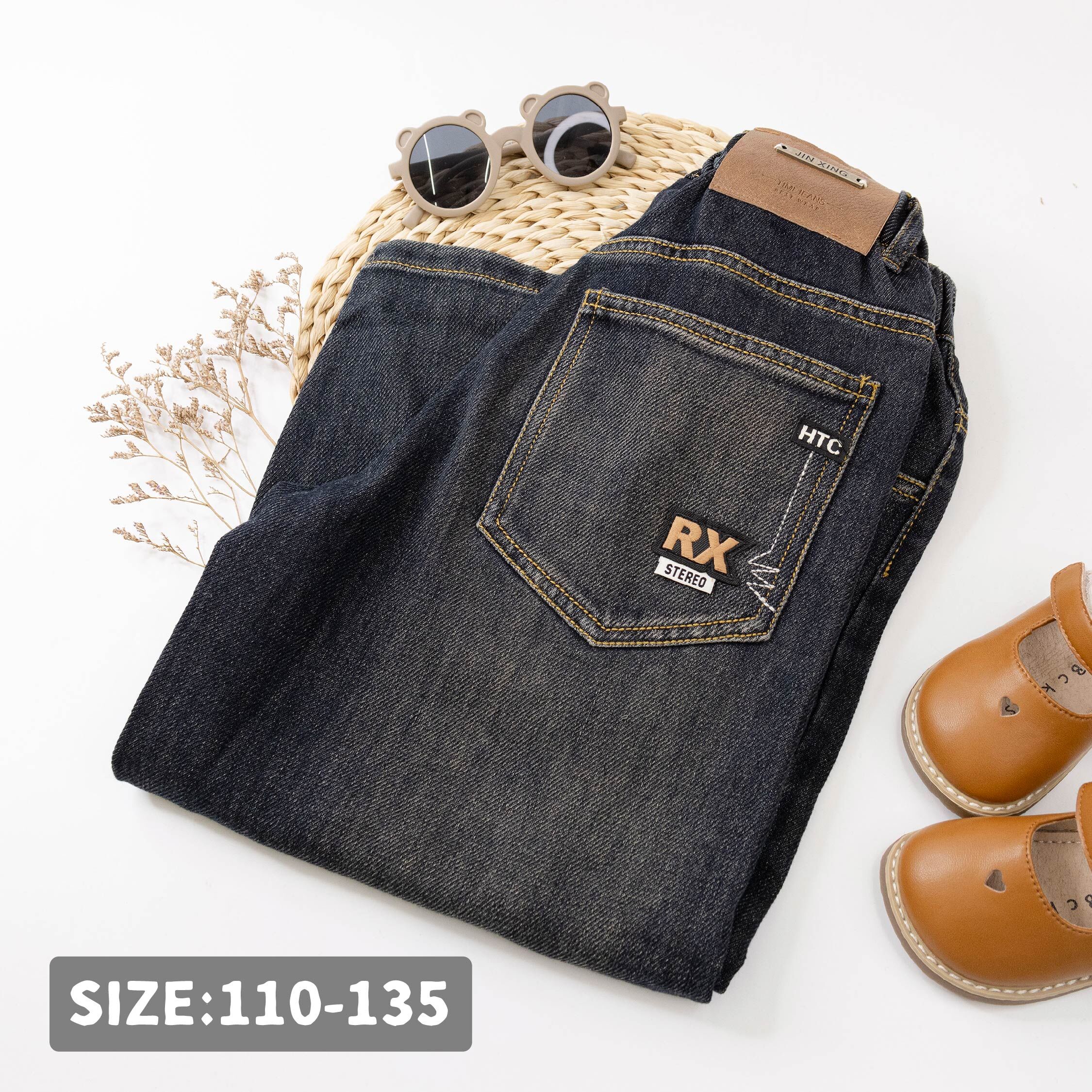 【H55574】潮流美式圖章牛仔褲