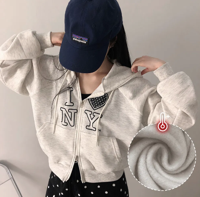 秋冬預訂｜NY圓點印花雙向抓絨HOODIE