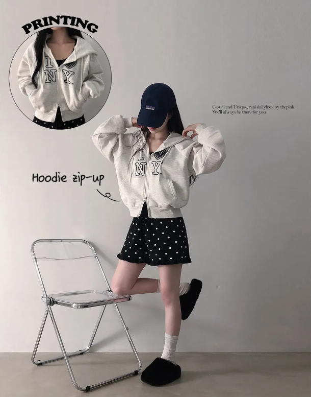 秋冬預訂｜NY圓點印花雙向抓絨HOODIE