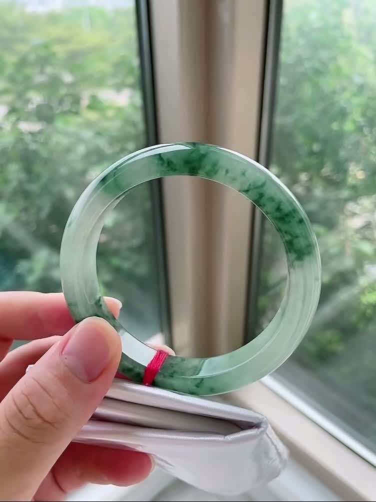 冰飄花翡翠手鐲,天然翡翠A玉, 緬甸玉, Jade, Jadeite