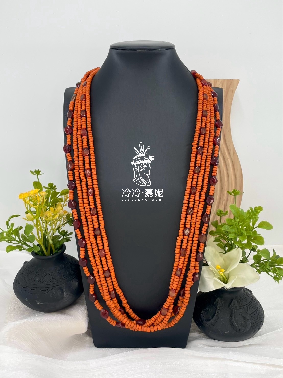 W-No.83傳統花珠六排複串長鍊81cm