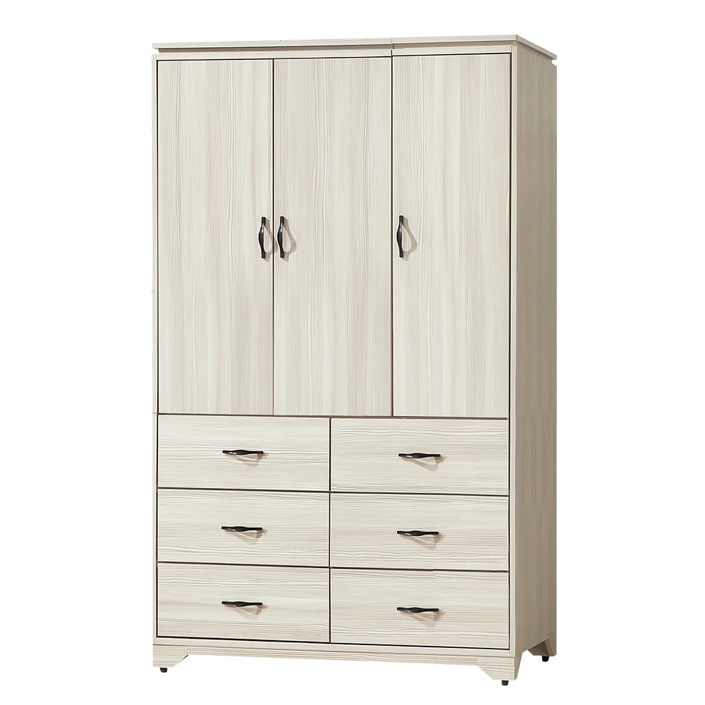 泰卡4尺三門六抽衣櫃