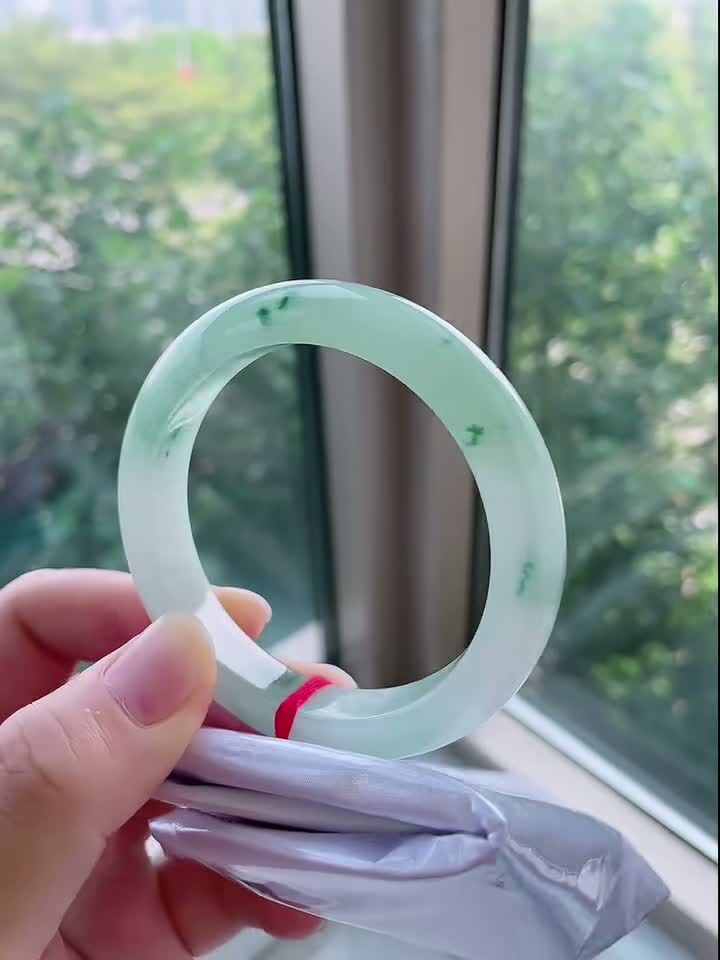 冰飄花翡翠正圈手鐲,天然翡翠A玉, 緬甸玉, Jade, Jadeite