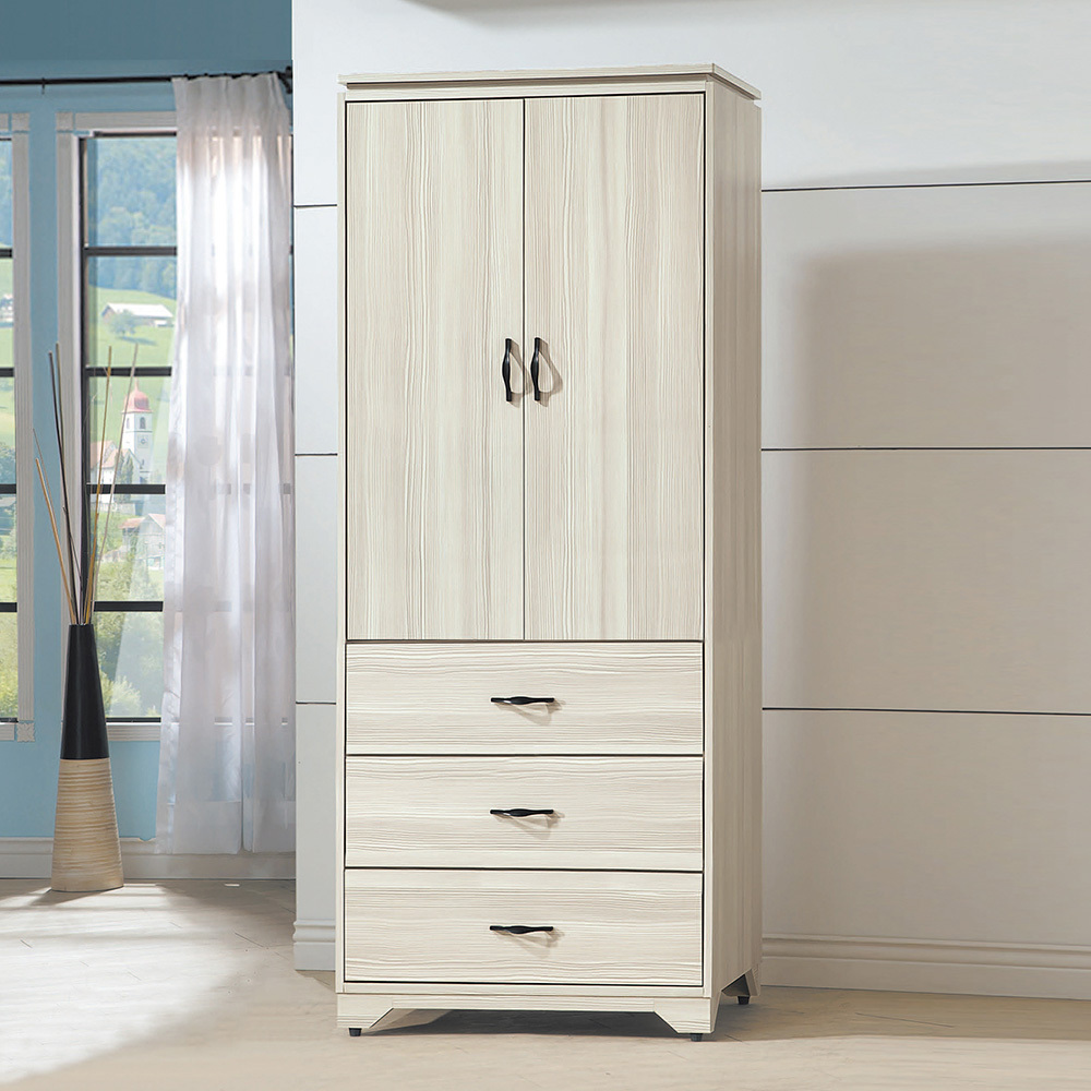 泰卡2.7尺二門三抽衣櫃