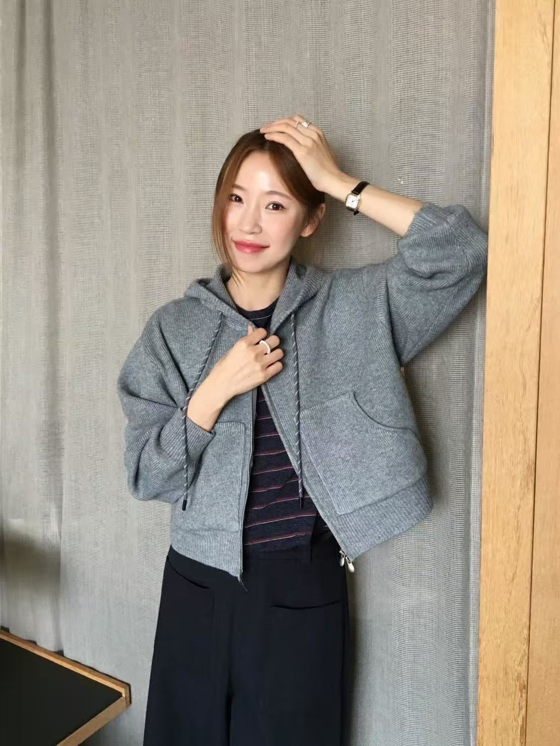 1766 連帽雙拉鍊針織外套