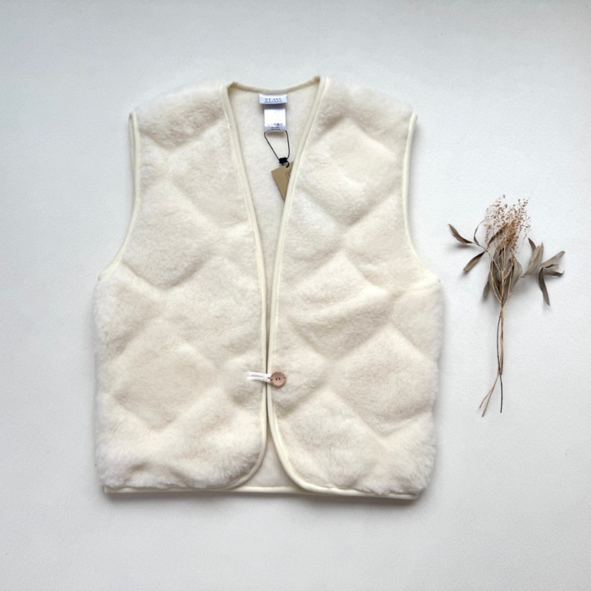 We Are Wovens 短版格紋羊毛背心(大人款) bodywarmer - Flat White Bubble Shorty