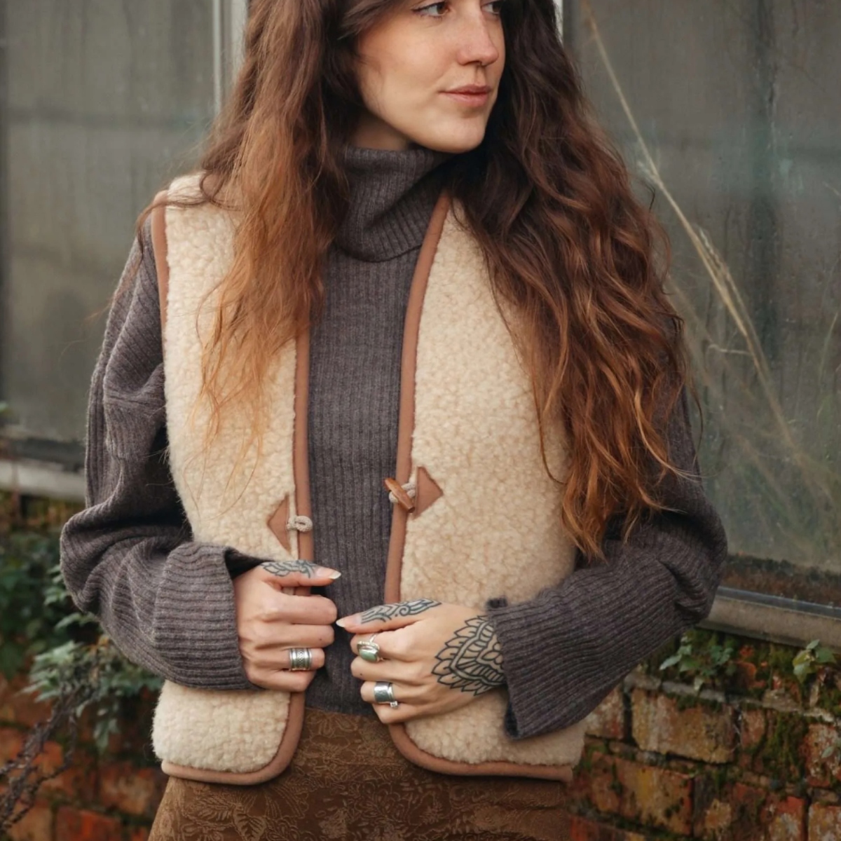 We Are Wovens 短版牛角扣羊毛背心(大人款) bodywarmer - Shorty Macchiato